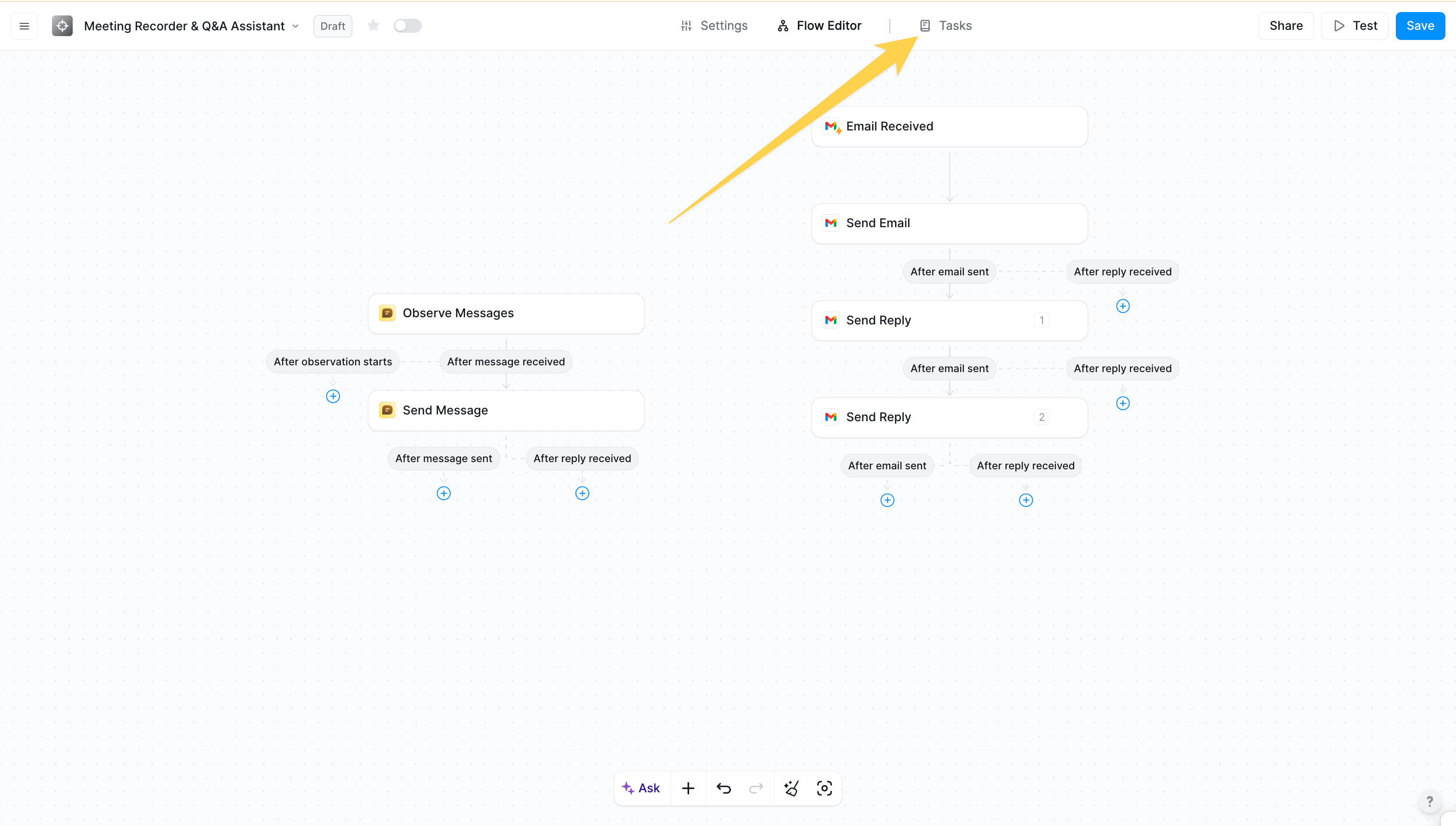 Tasks interface access