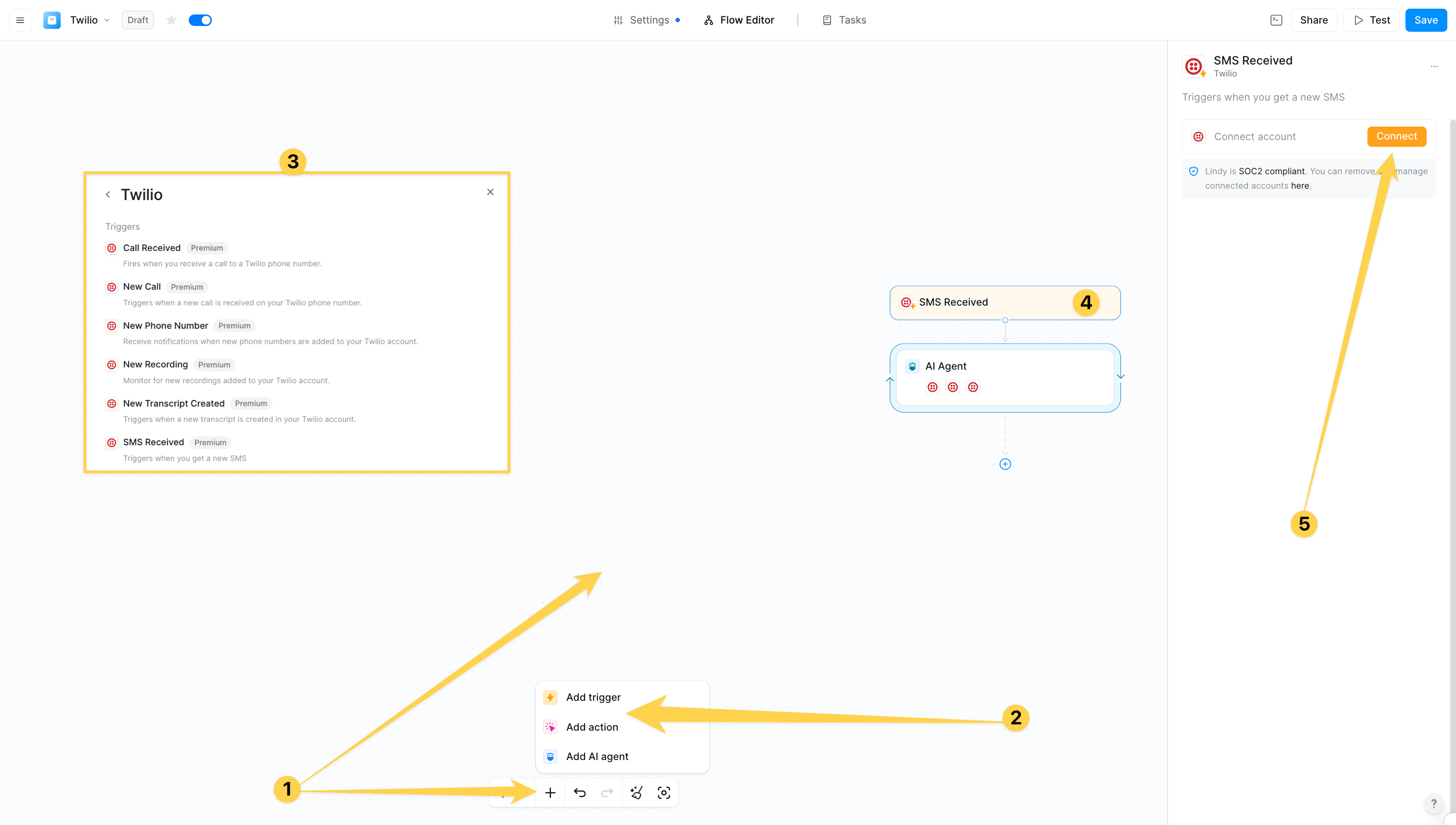 Add Twilio to workflow