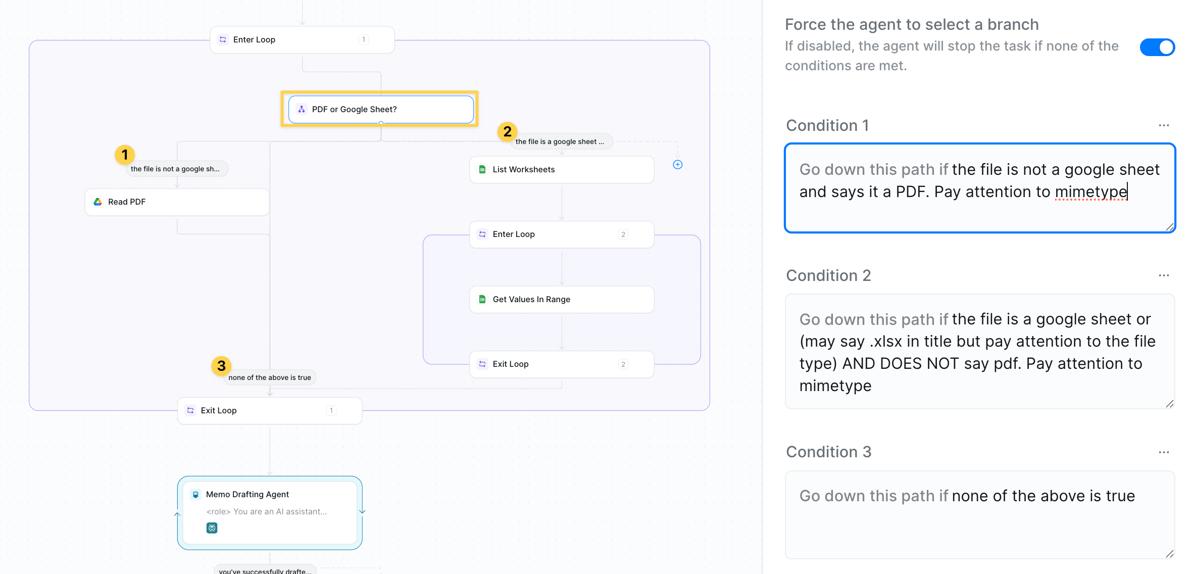 File type detection conditions