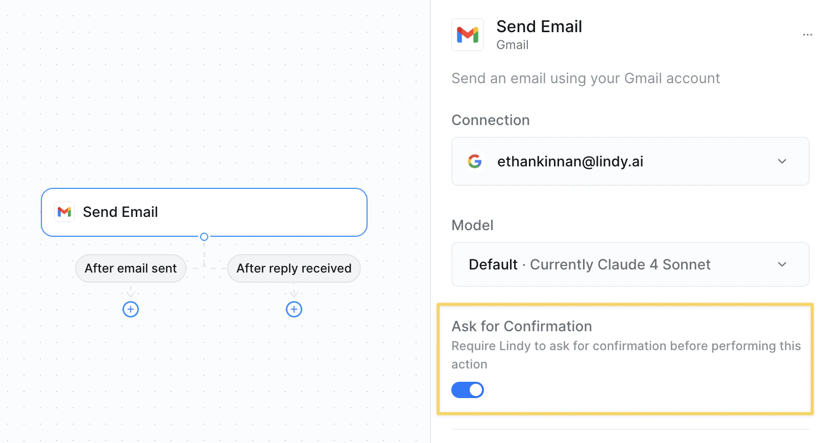 Ask for confirmation toggle