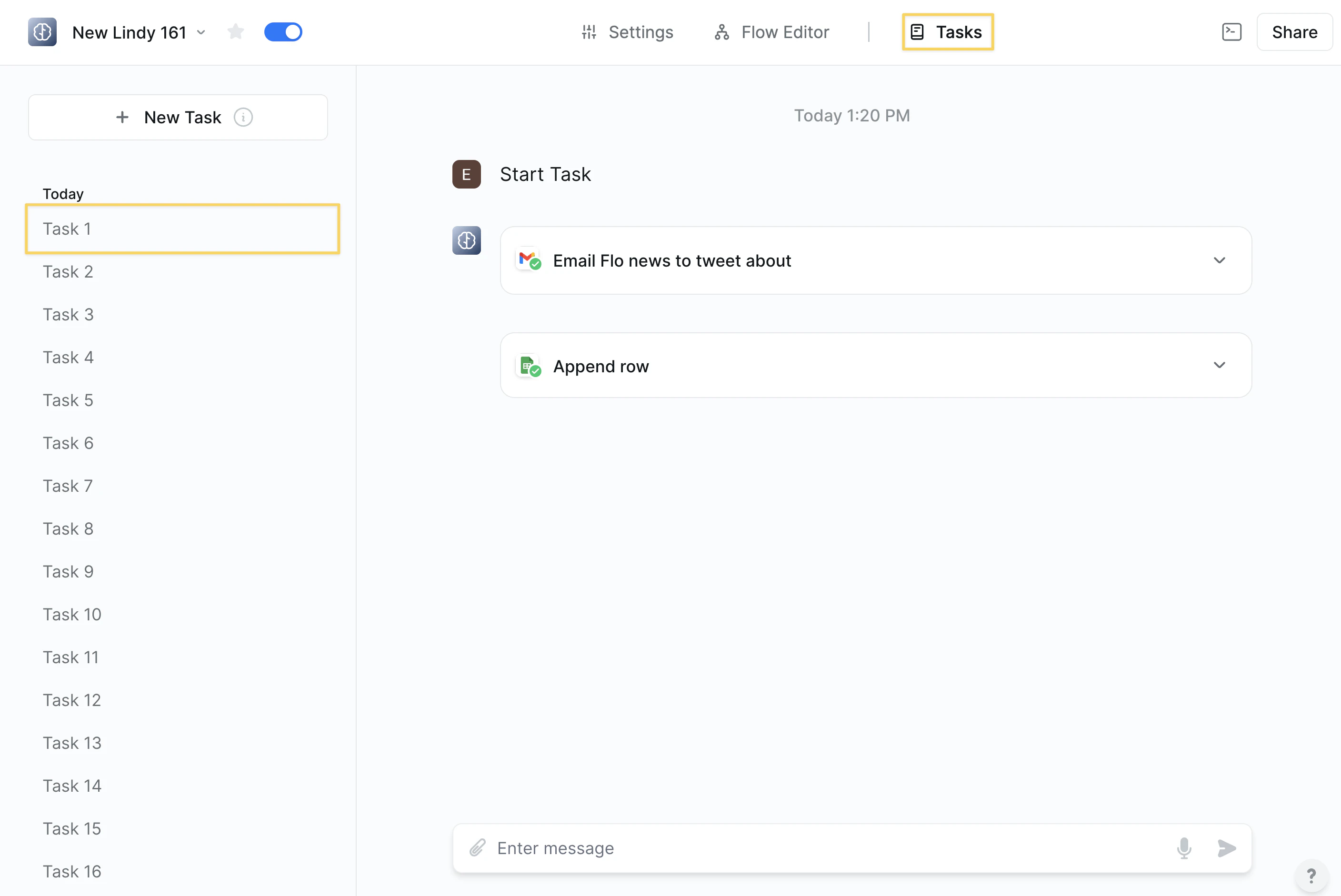 Task history access