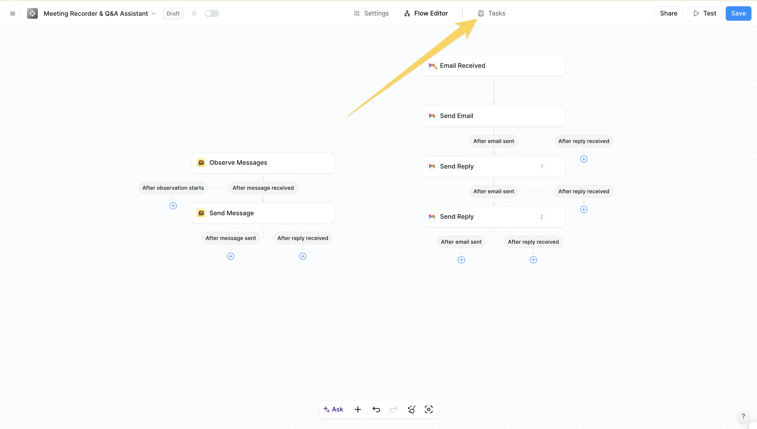 Tasks interface access