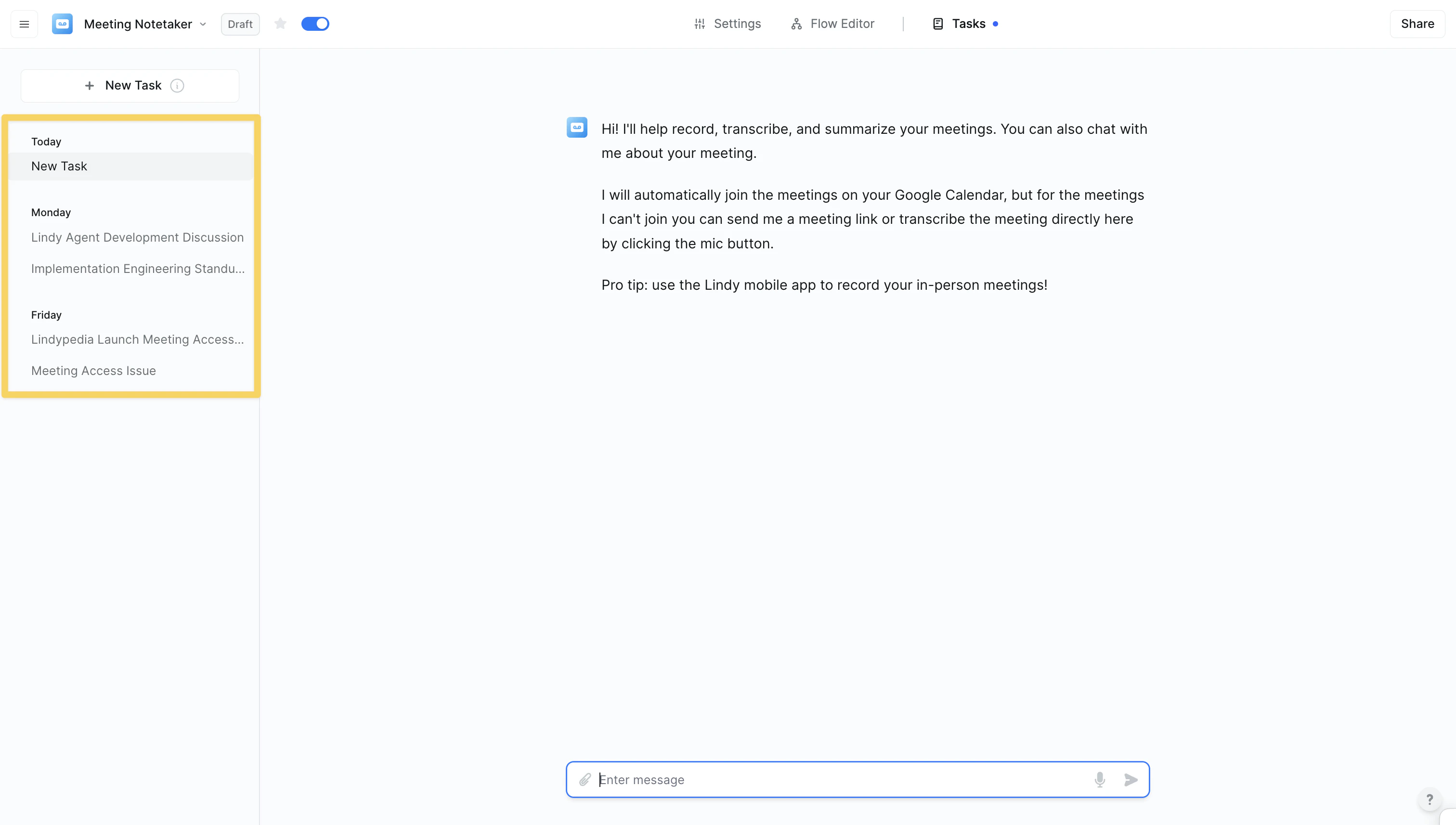 Task status overview