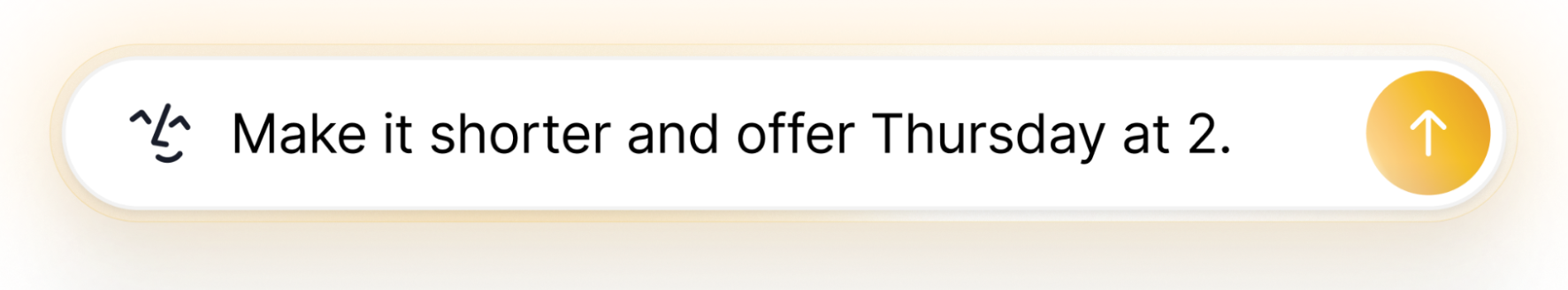 The Lindy compose bar with a typed request: 'Make it shorter and offer Thursday at 2.'