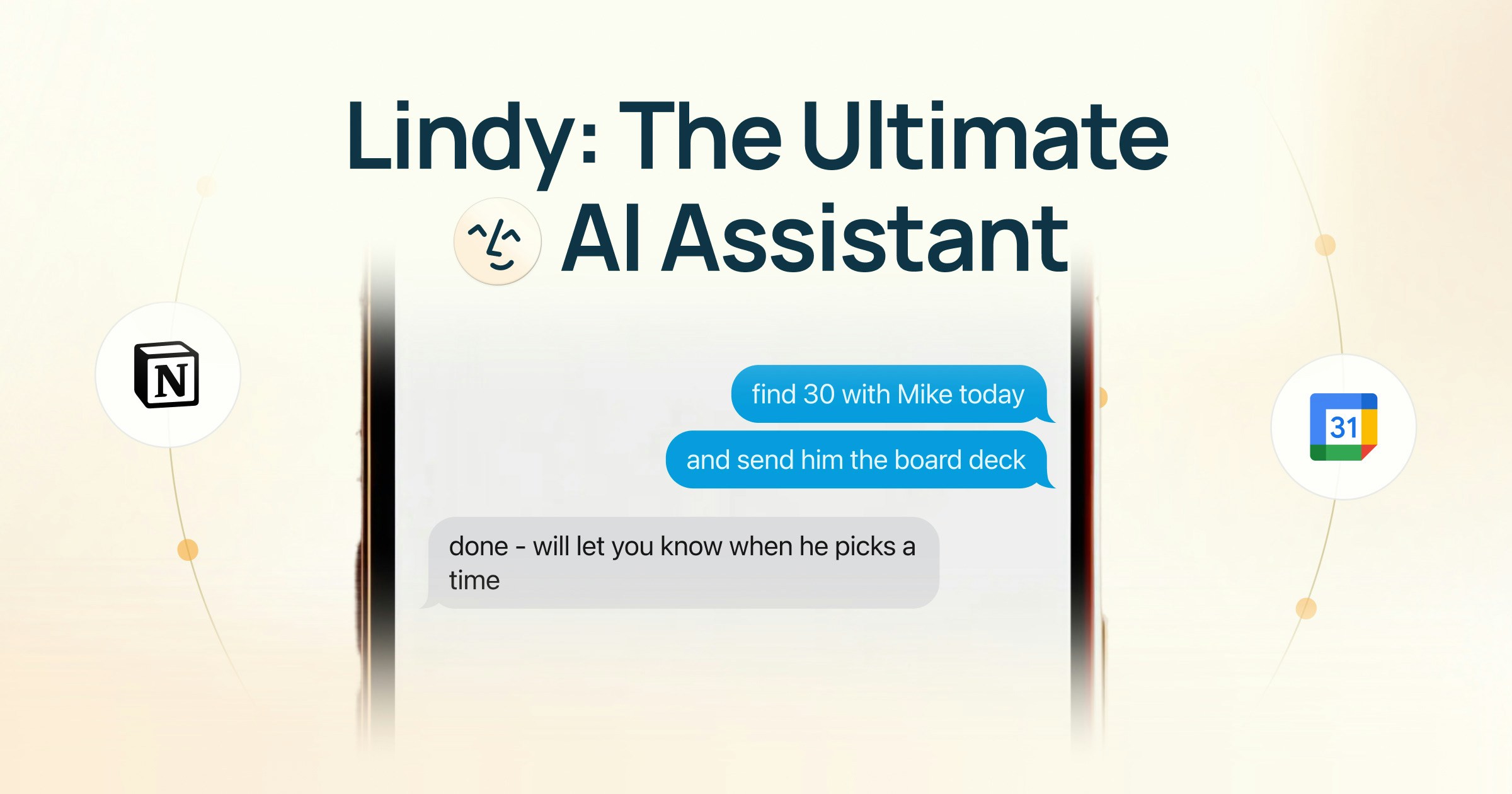 iMessage conversation with Lindy showing delegation over text