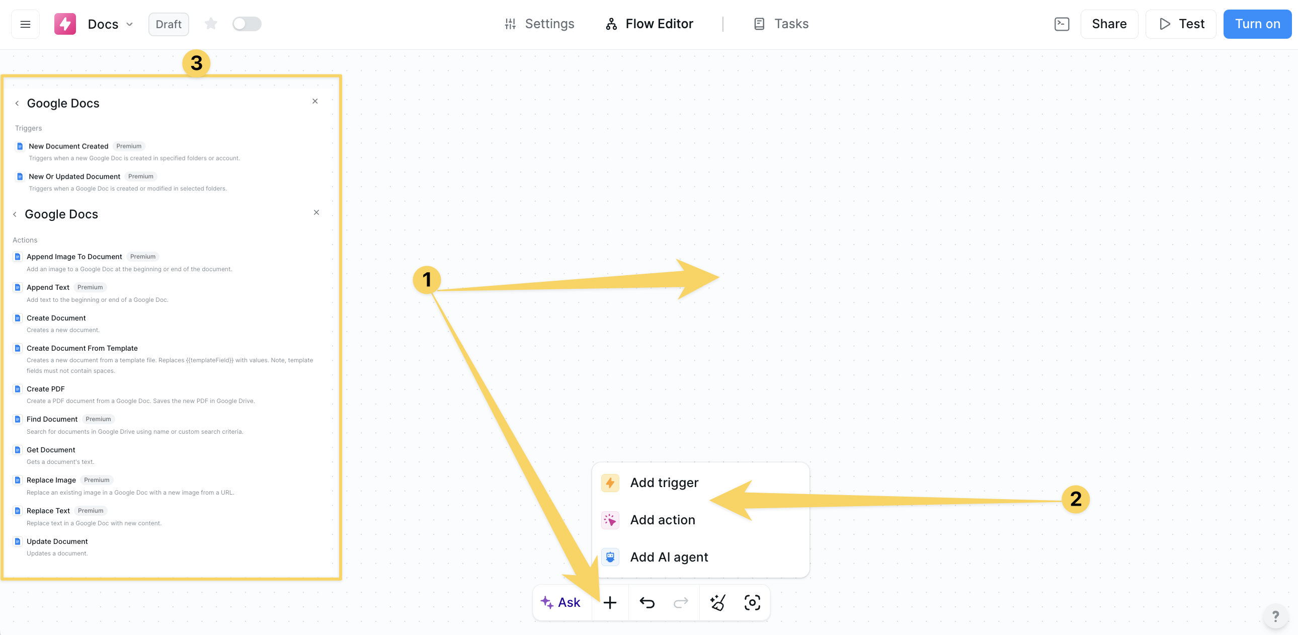 Add Google Docs to workflow
