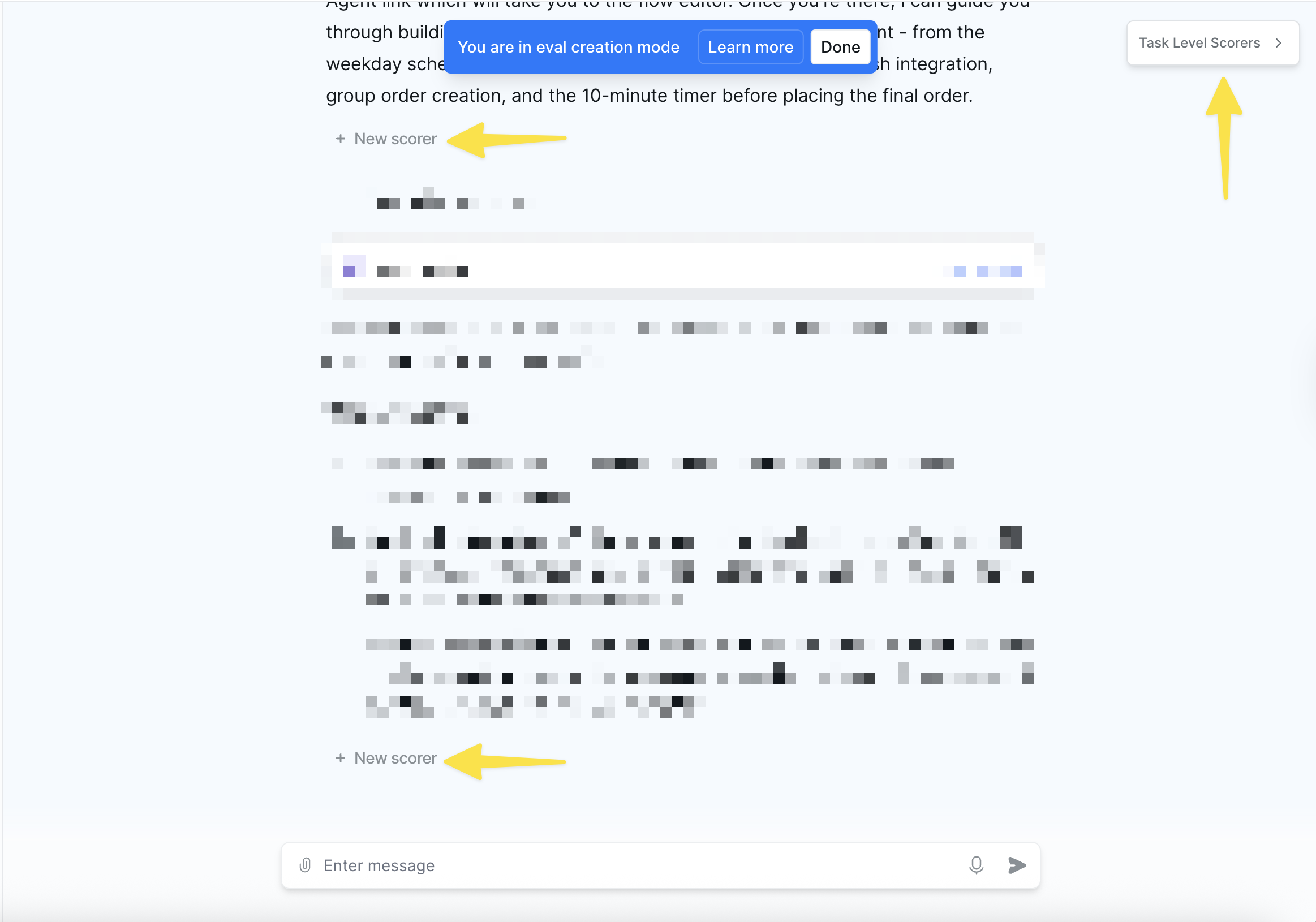 Eval creation mode with step and task level scorers