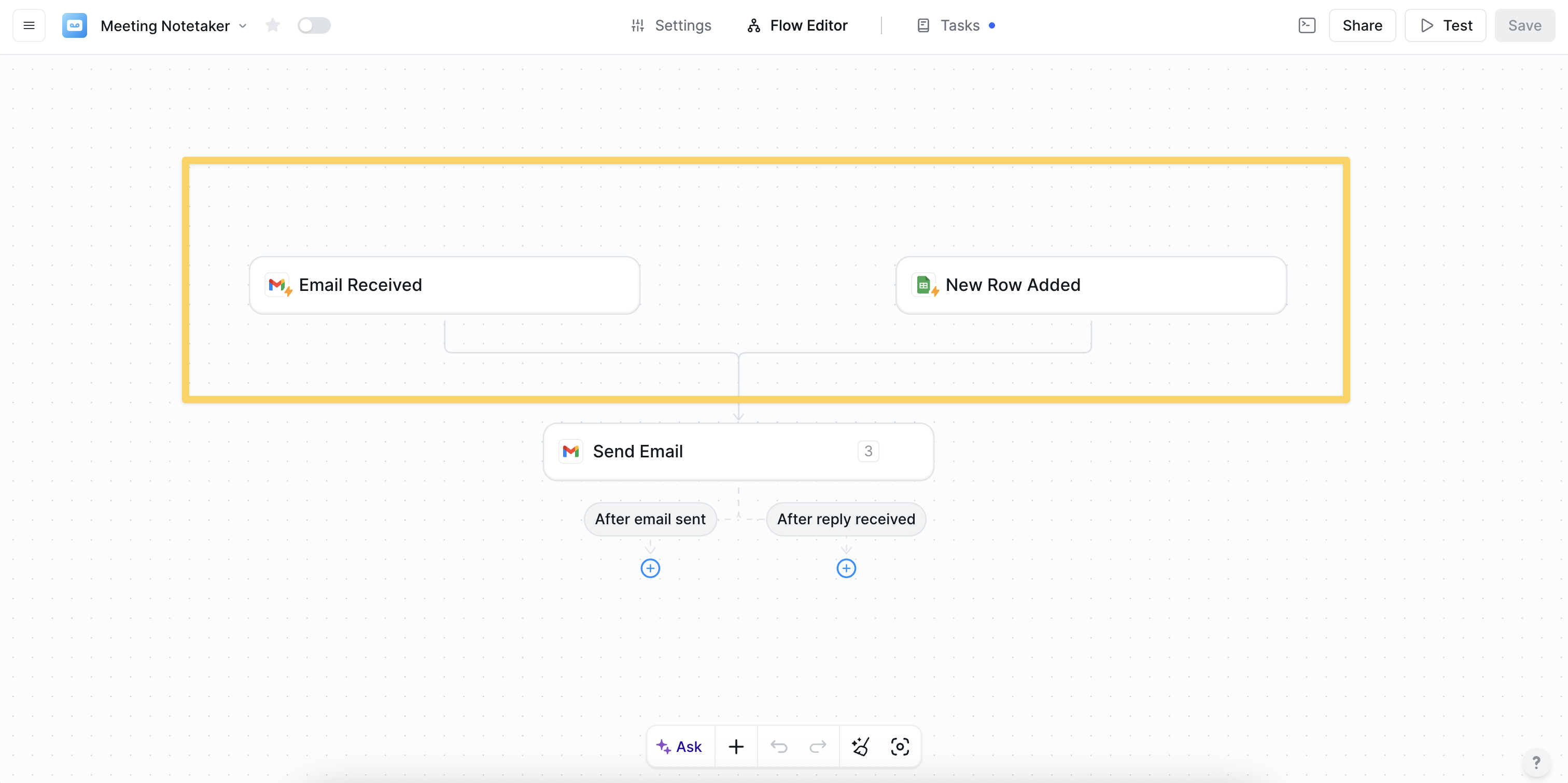 Calendar + Chat multi-trigger workflow