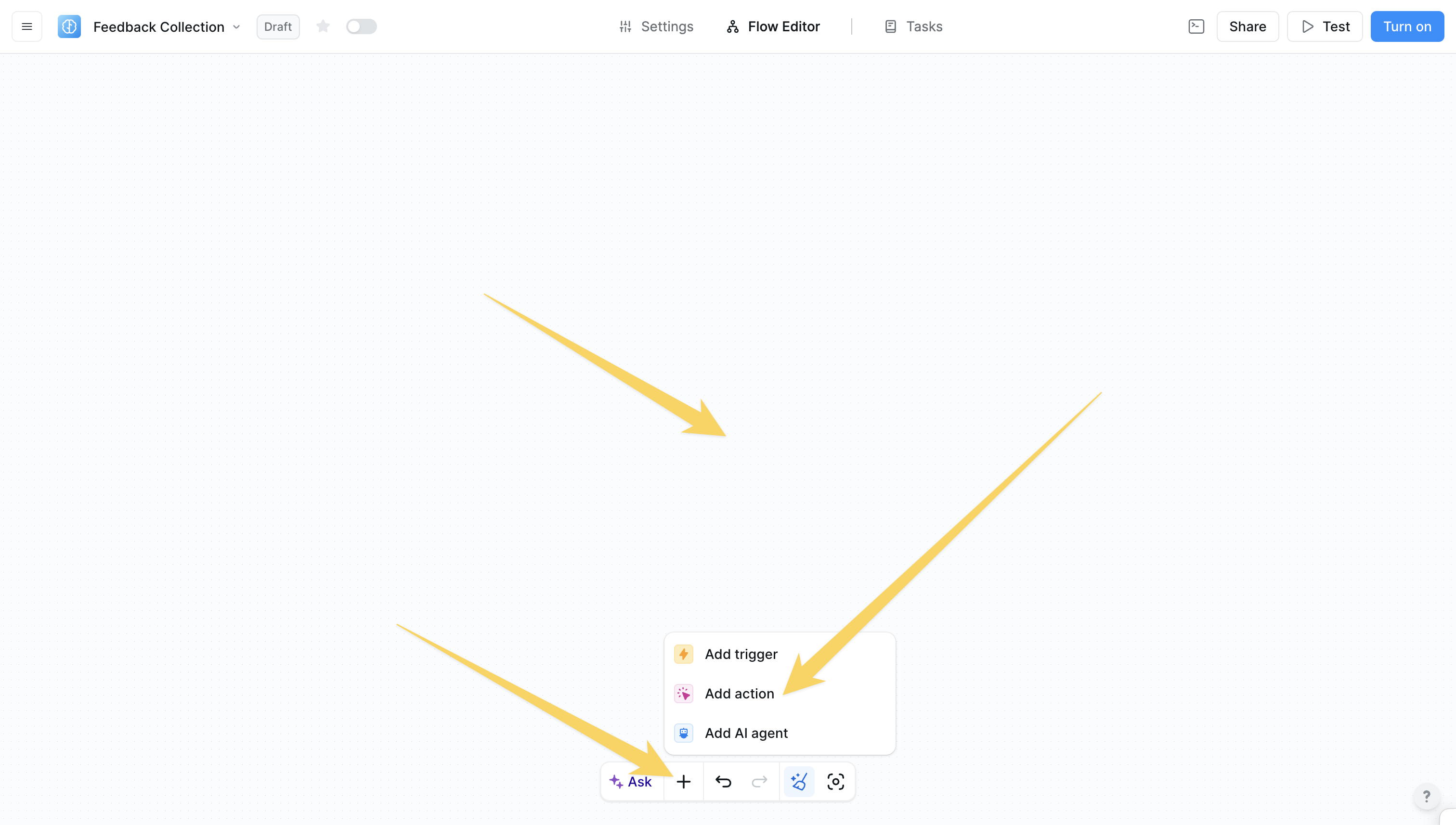 Adding actions interface