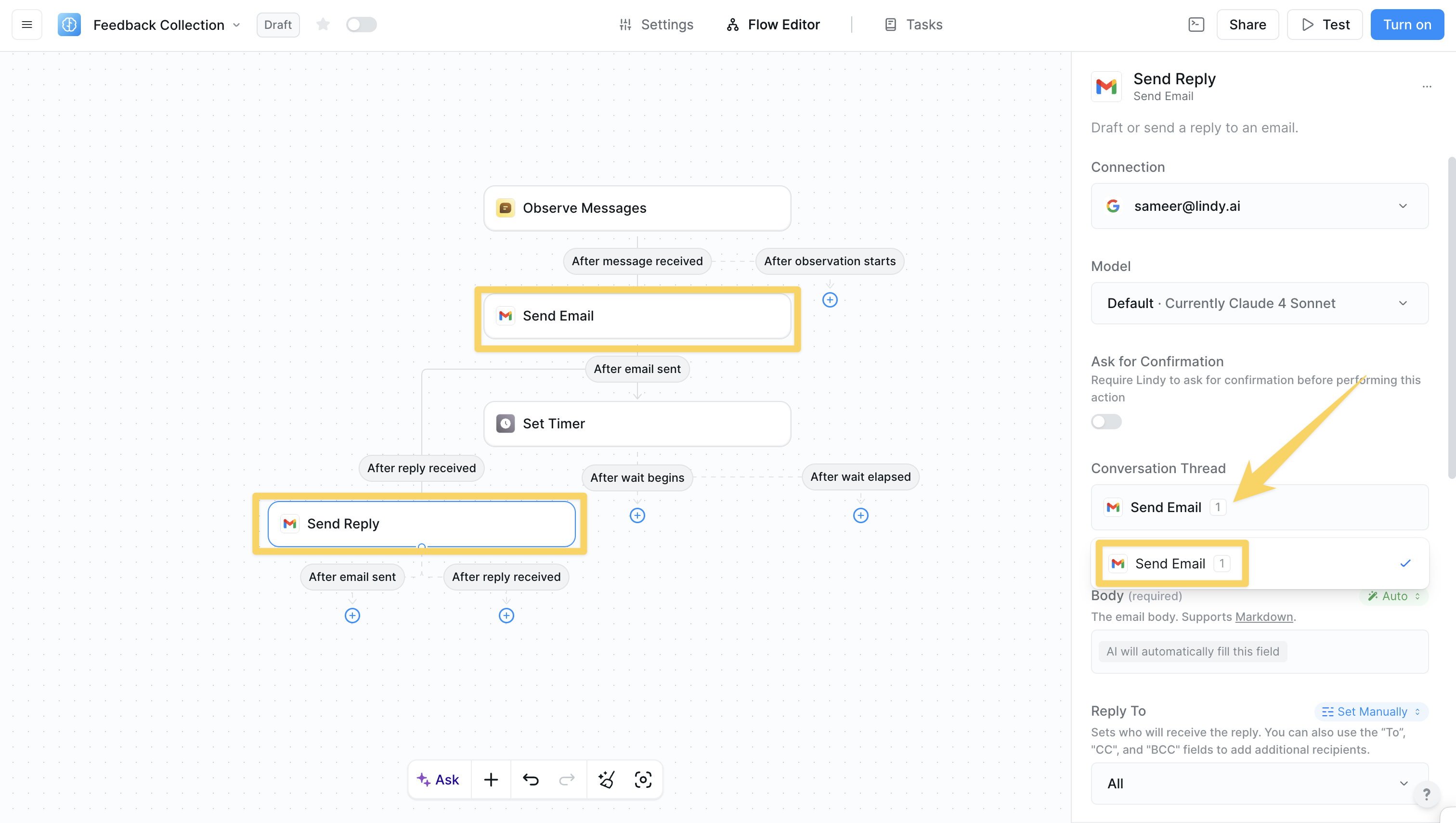 Multiple channels workflow example