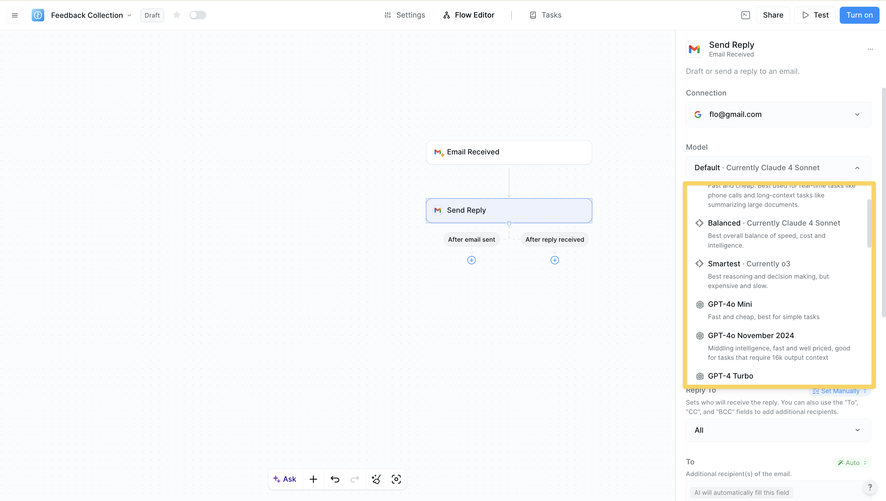 Model labels interface