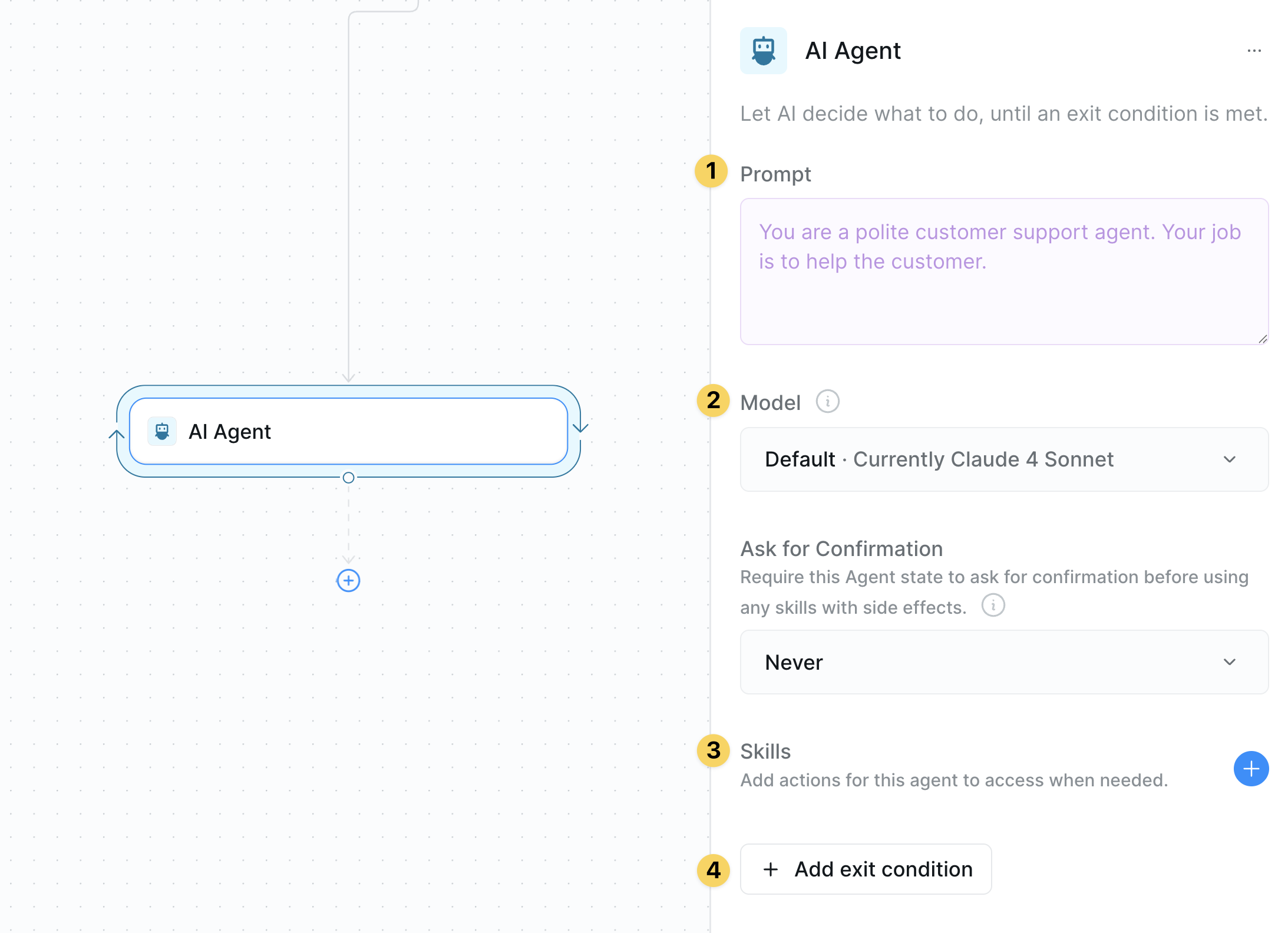 IMAGE NEEDED: Screenshot of AI Agent configuration panel showing the prompt field