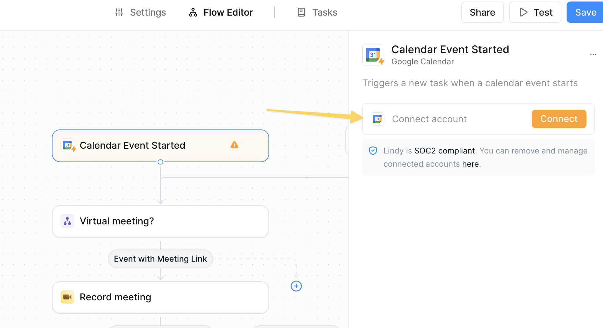 Connecting your calendar to Lindy