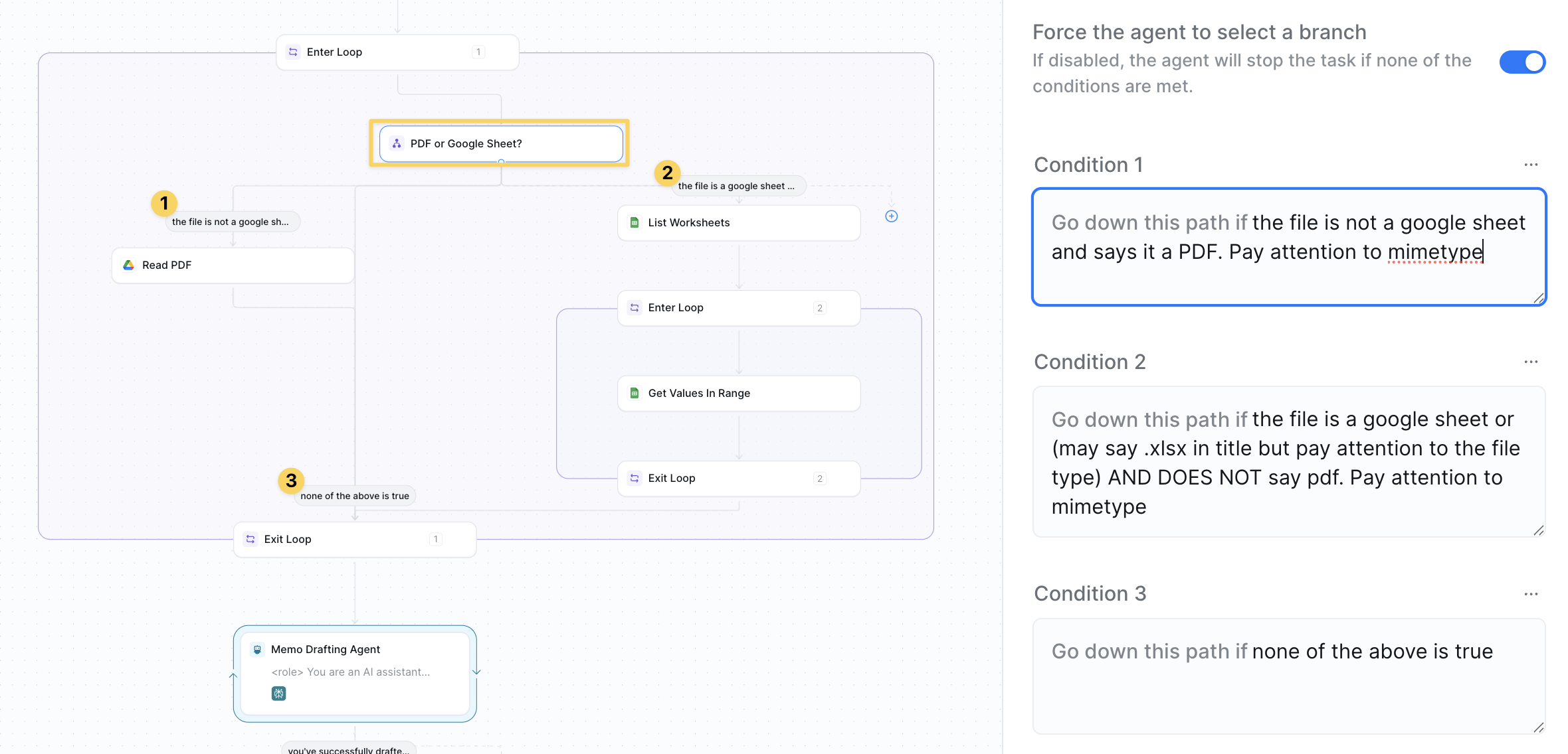 File type detection conditions