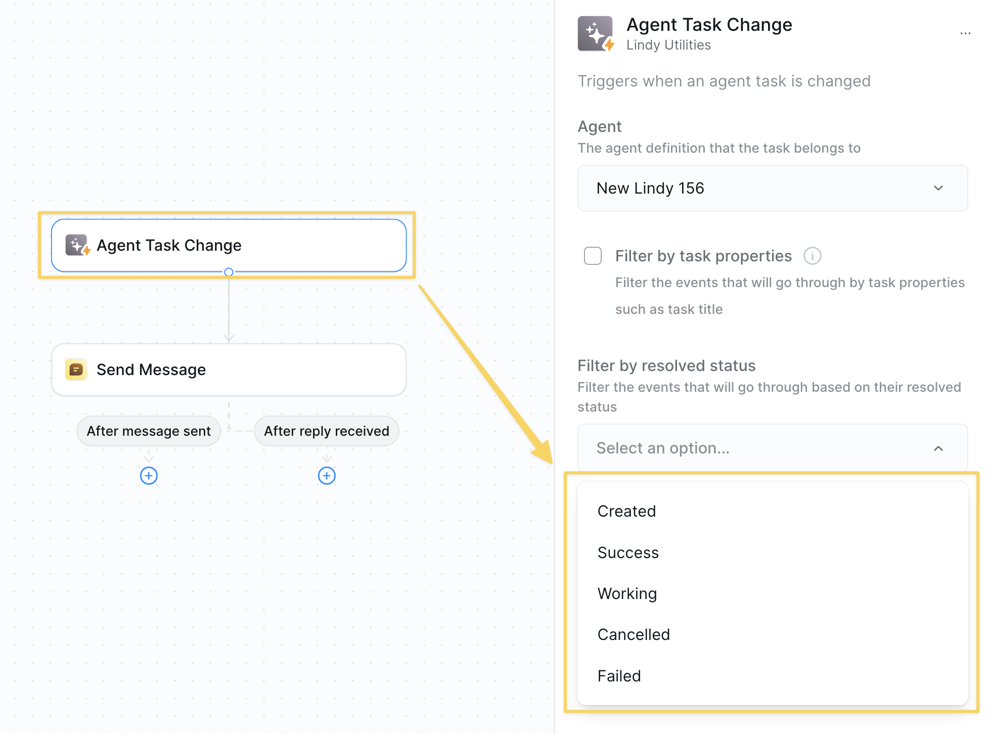 Agent Task Change Trigger setup