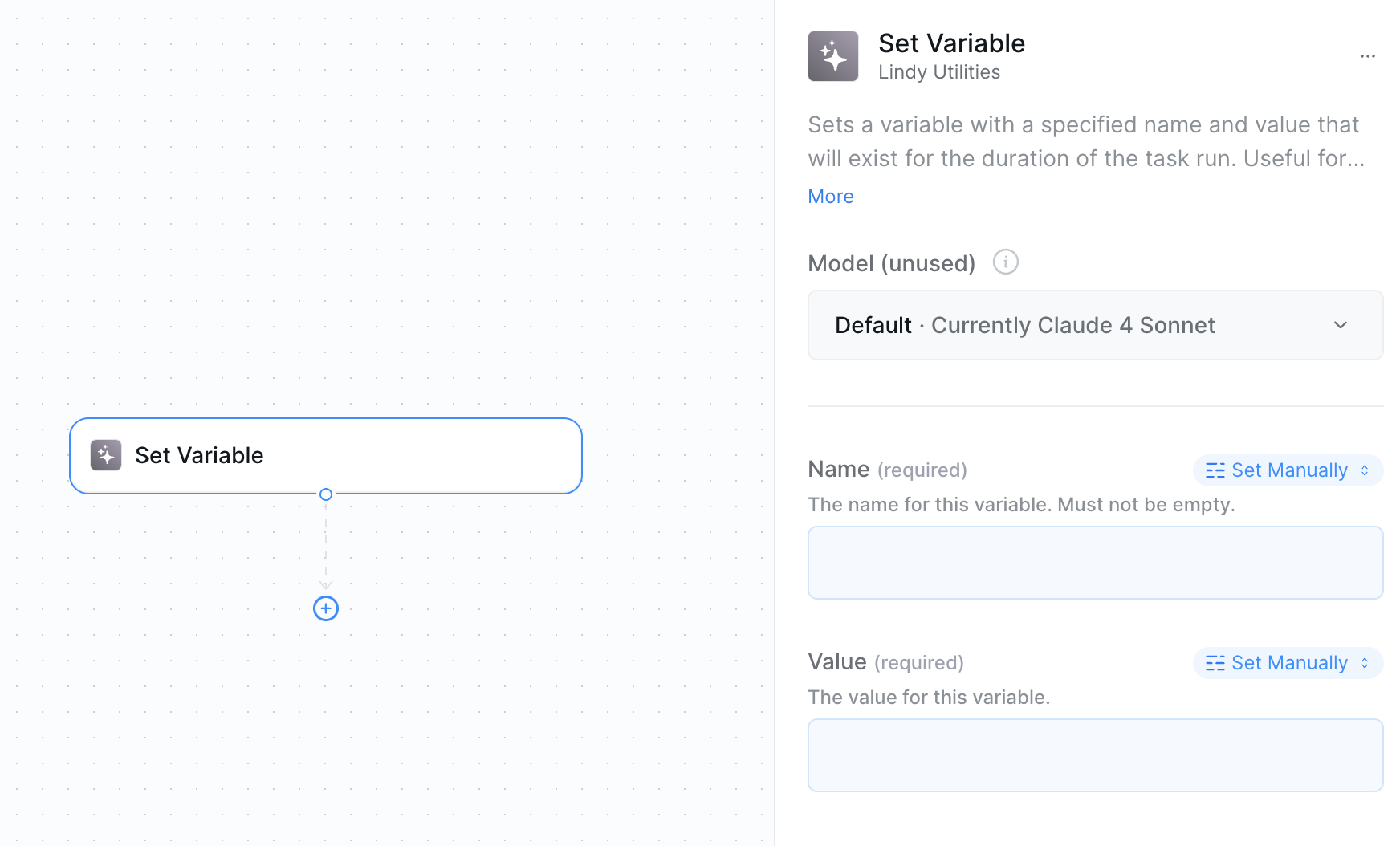 Setting variables for workflow organization