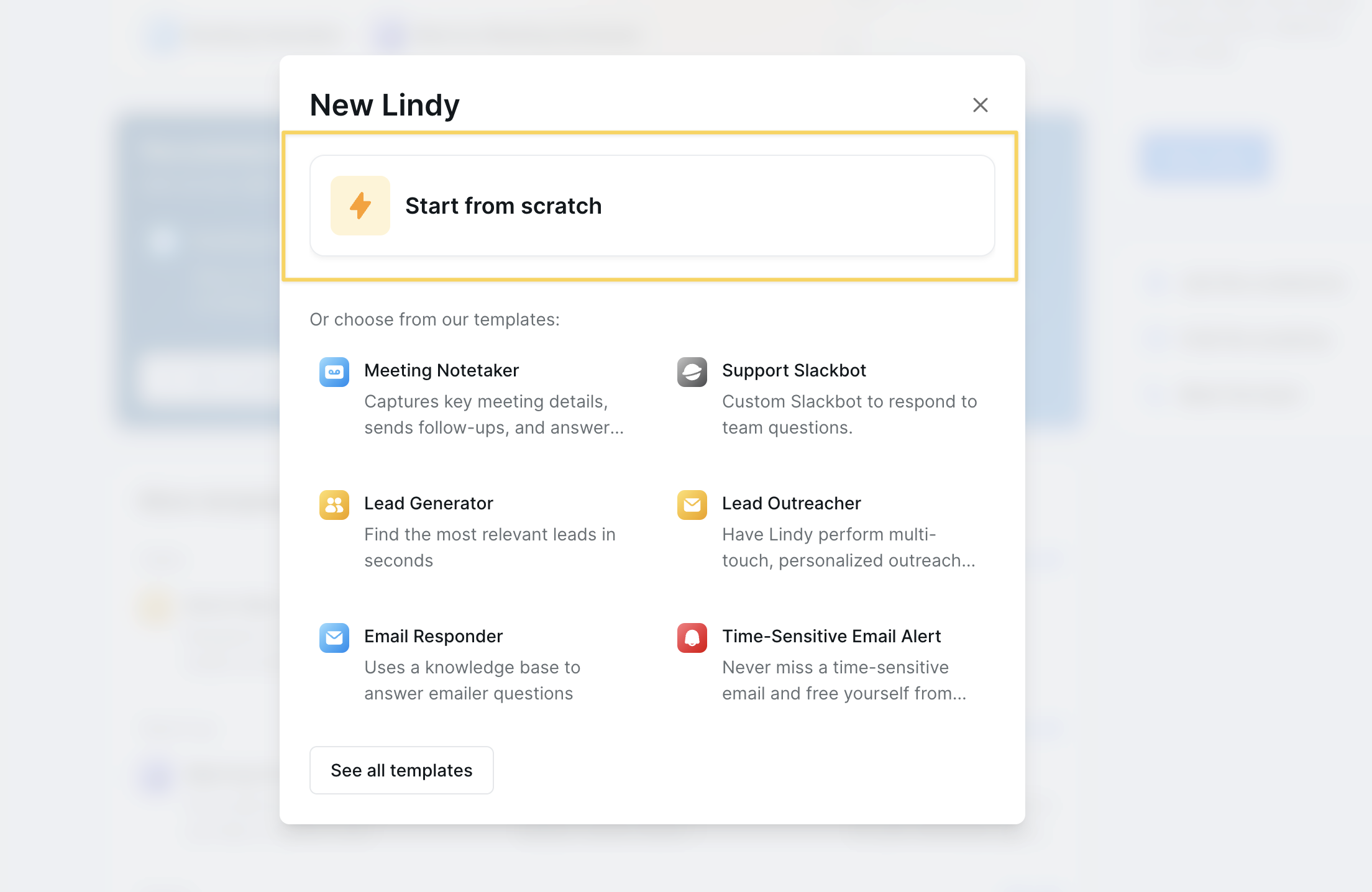 Start from scratch option