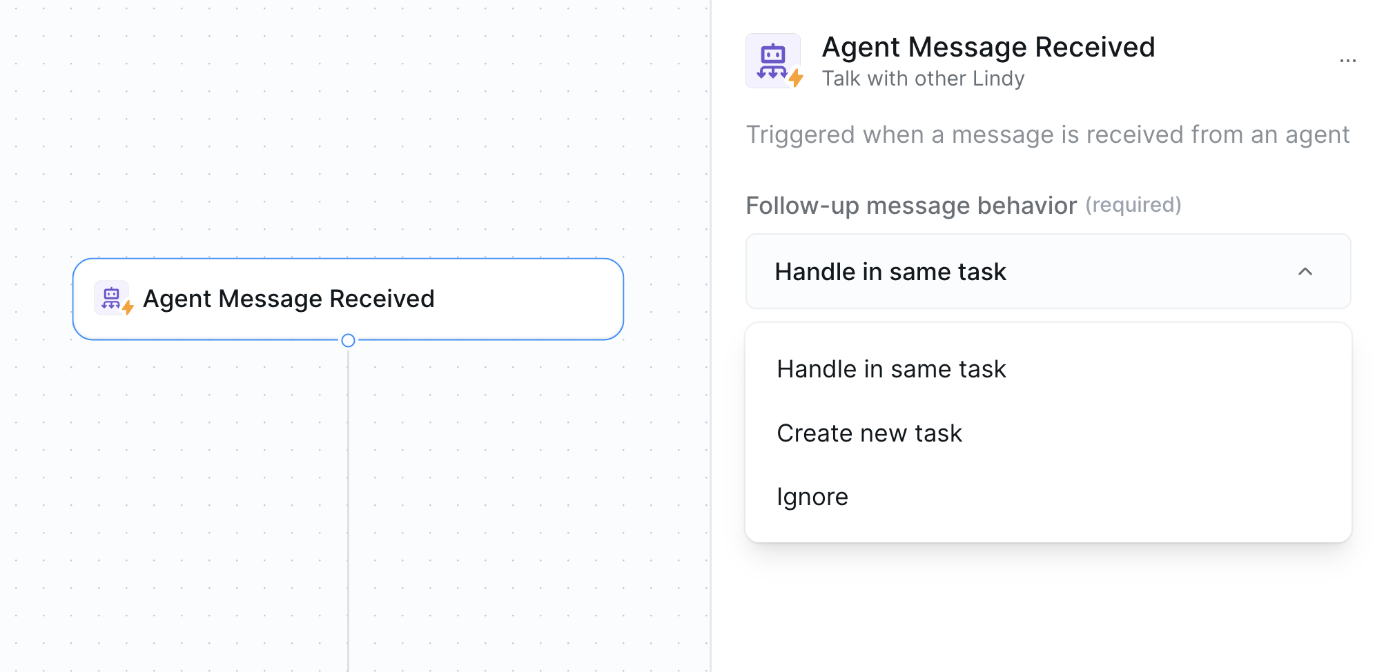 Agent Message Receive Trigger setup