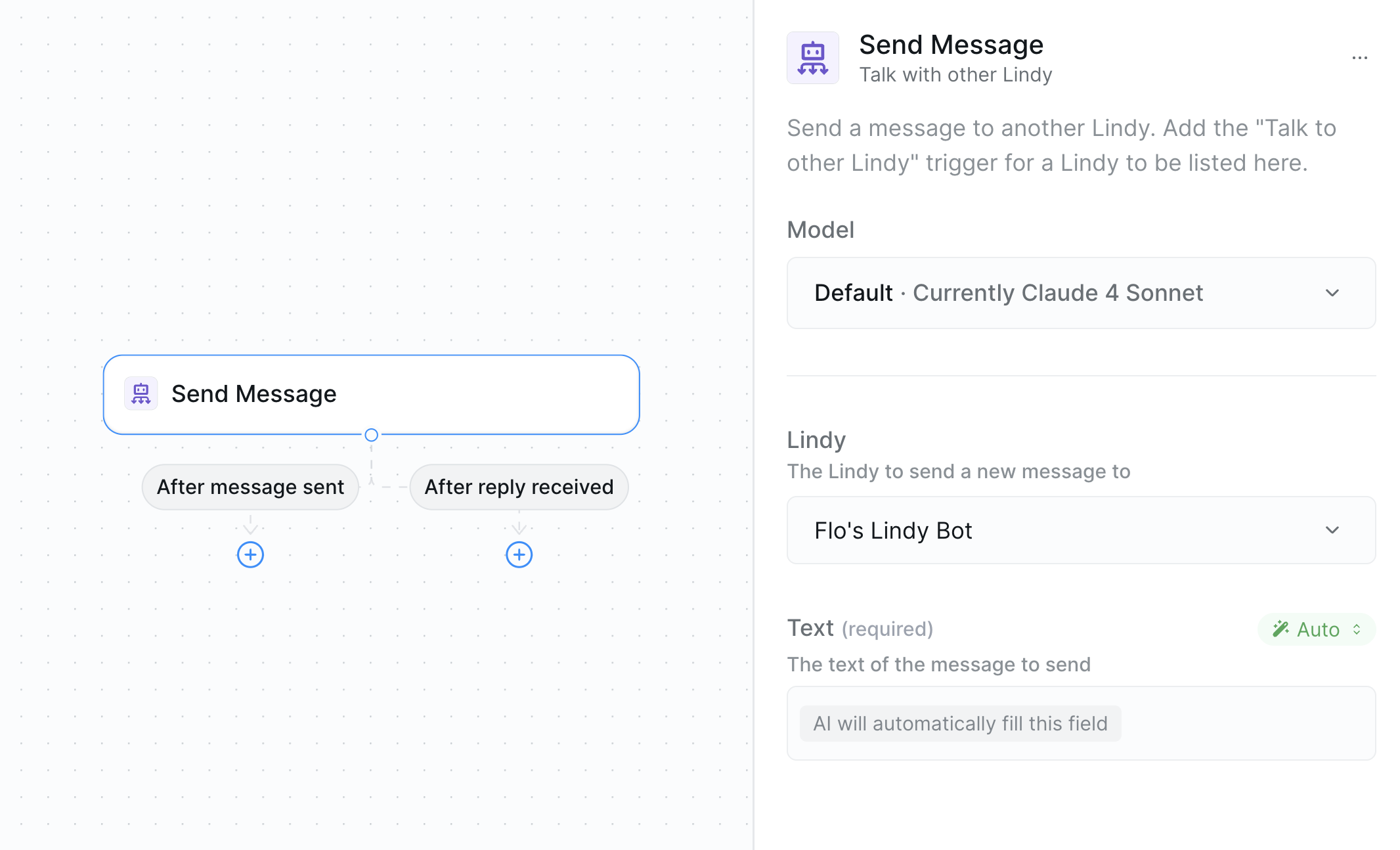 Send Message action configuration