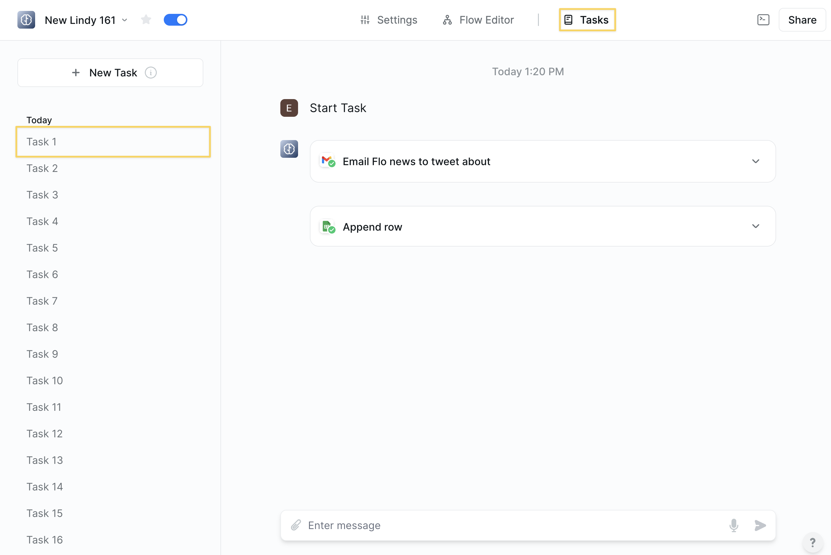 Task history access