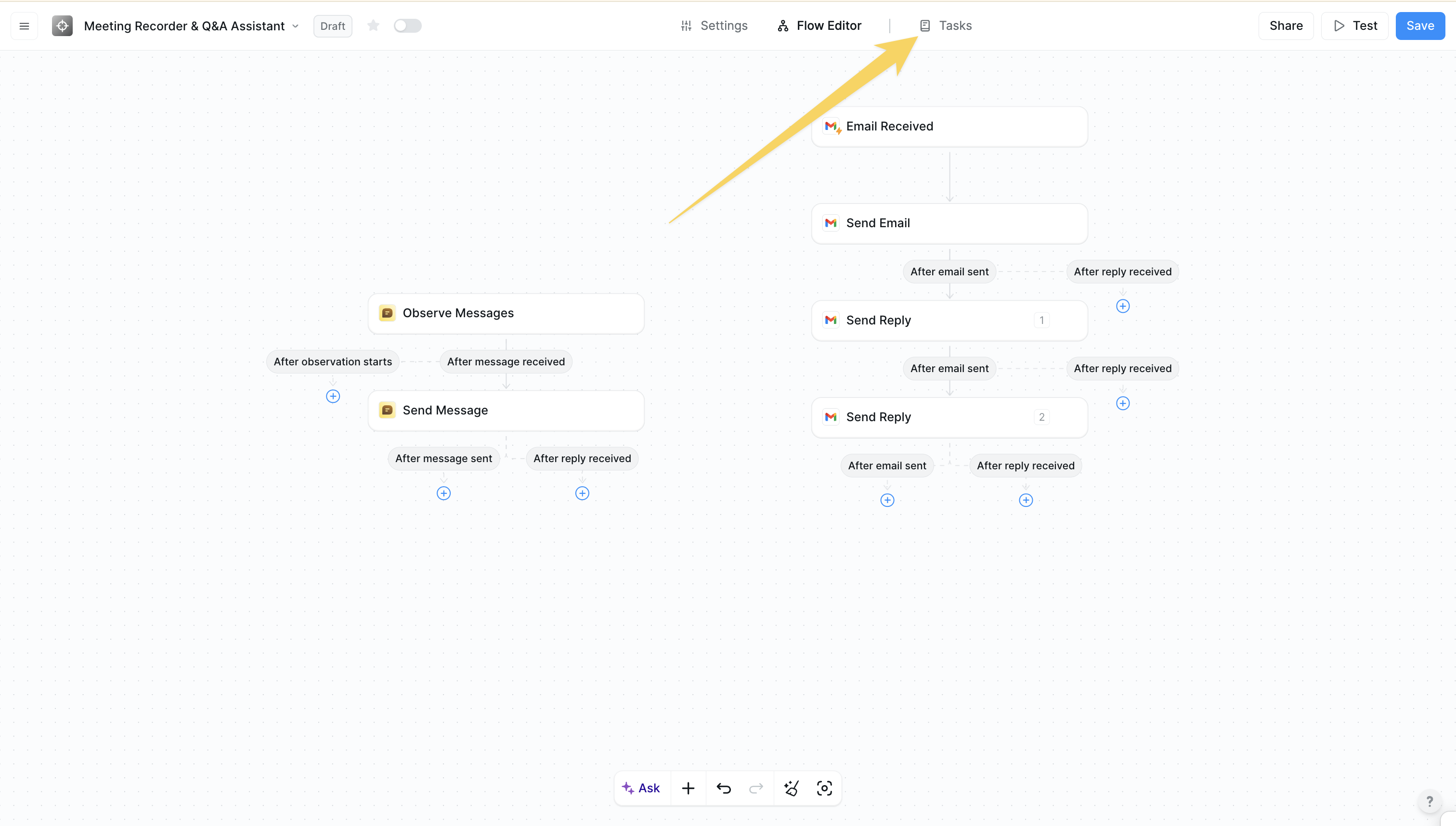 Tasks interface access