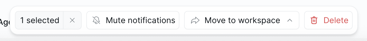 Agent migration interface showing workspace selection