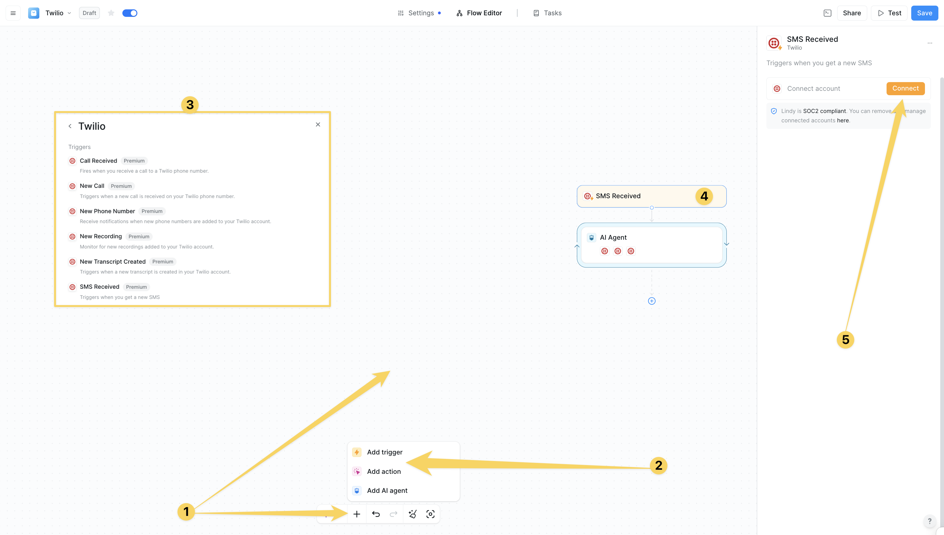 Add Twilio to workflow