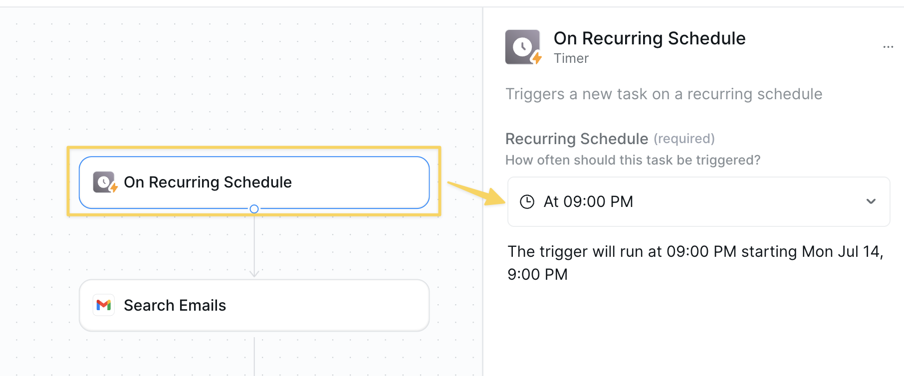 Scheduler trigger