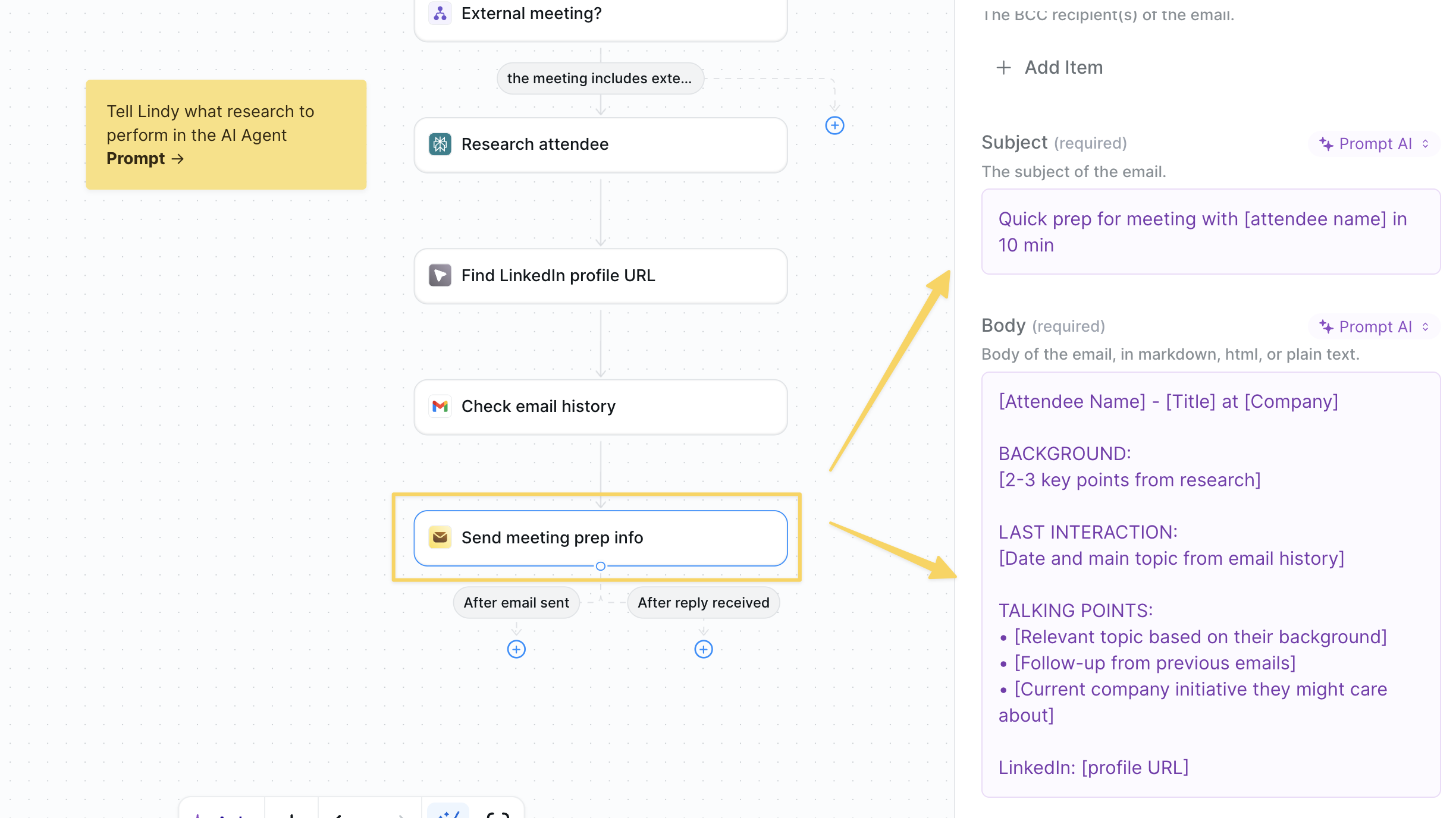 Meeting brief delivery via email