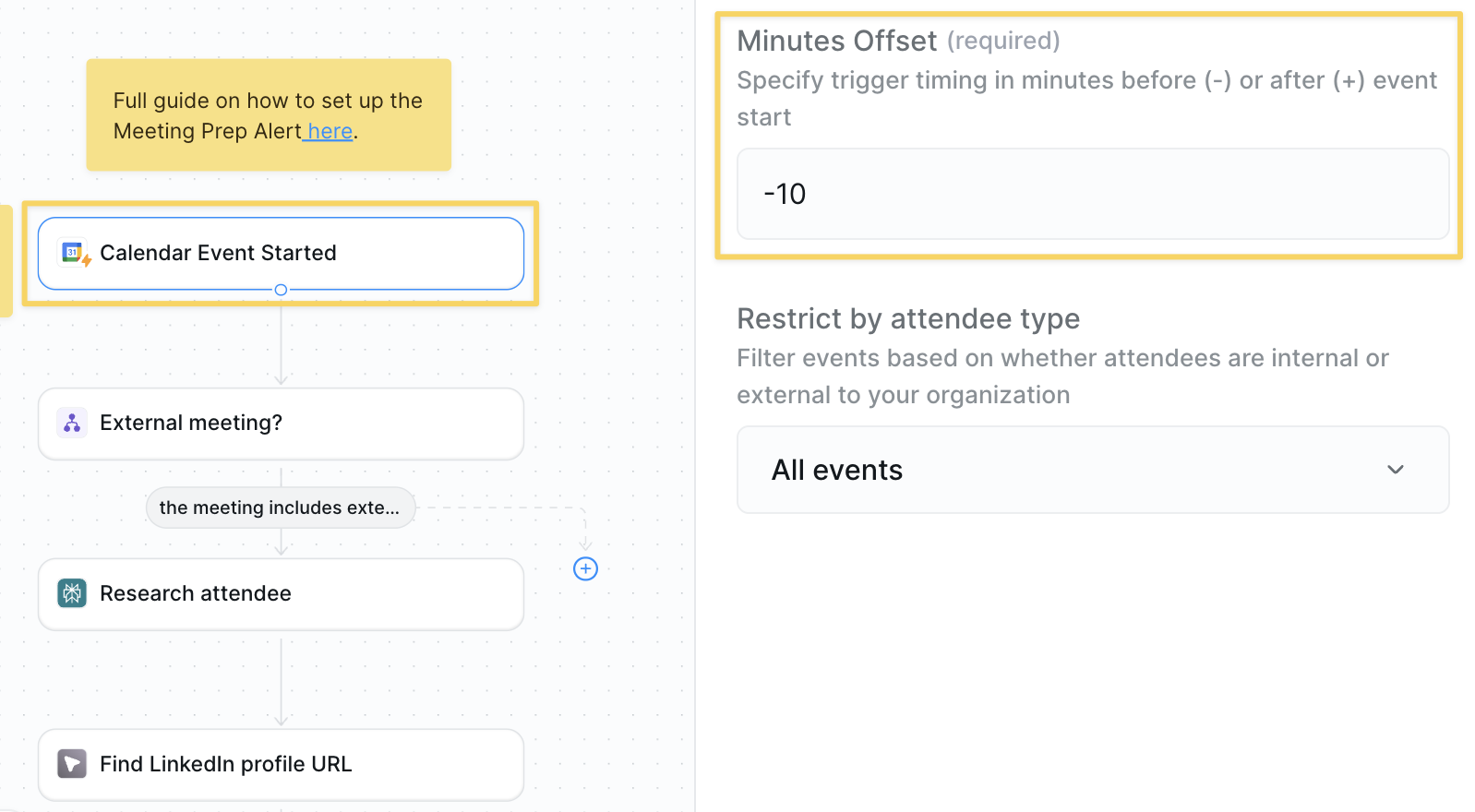 Calendar event trigger with offset