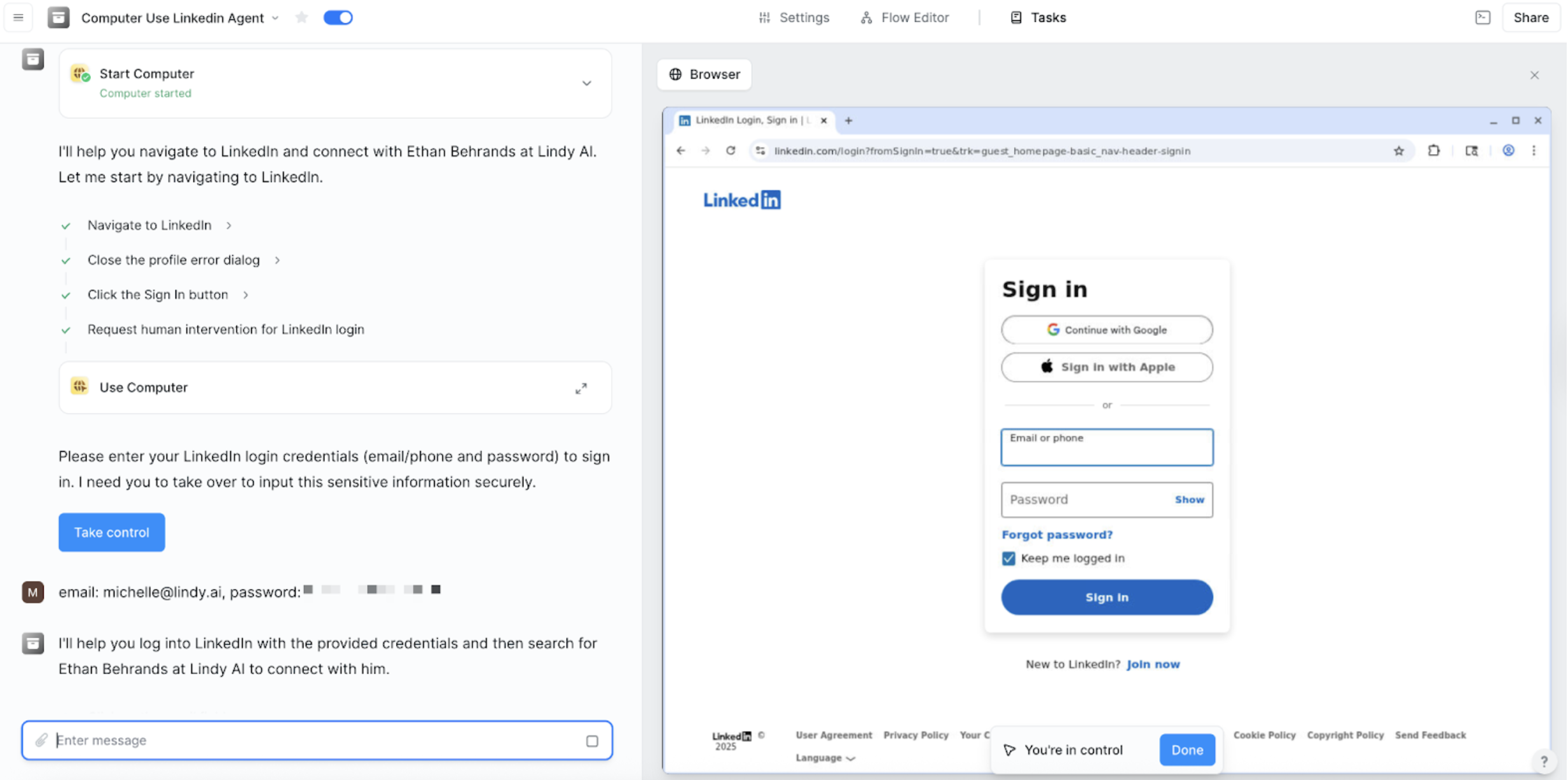 LinkedIn authentication setup