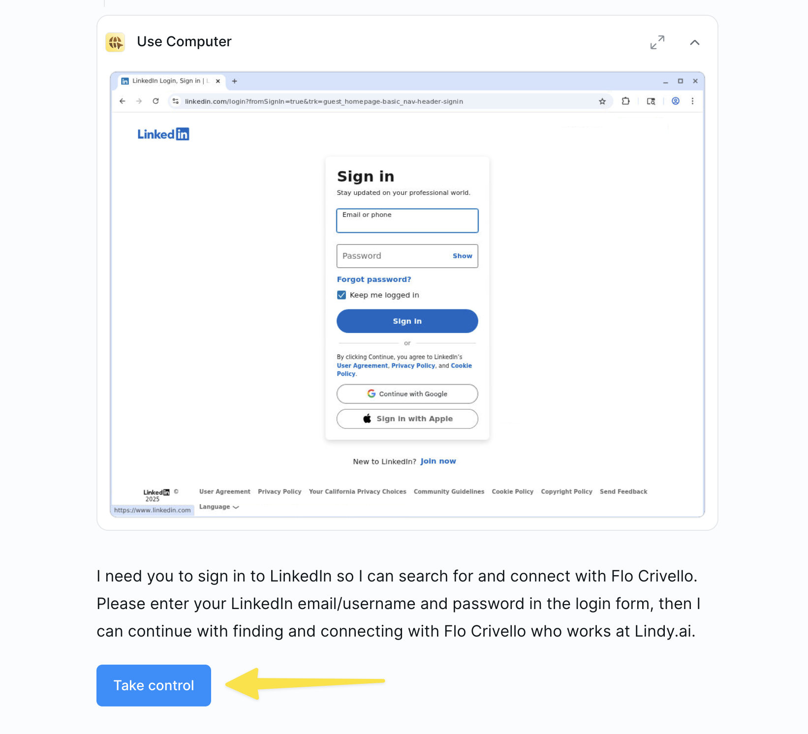 Taking control of the computer