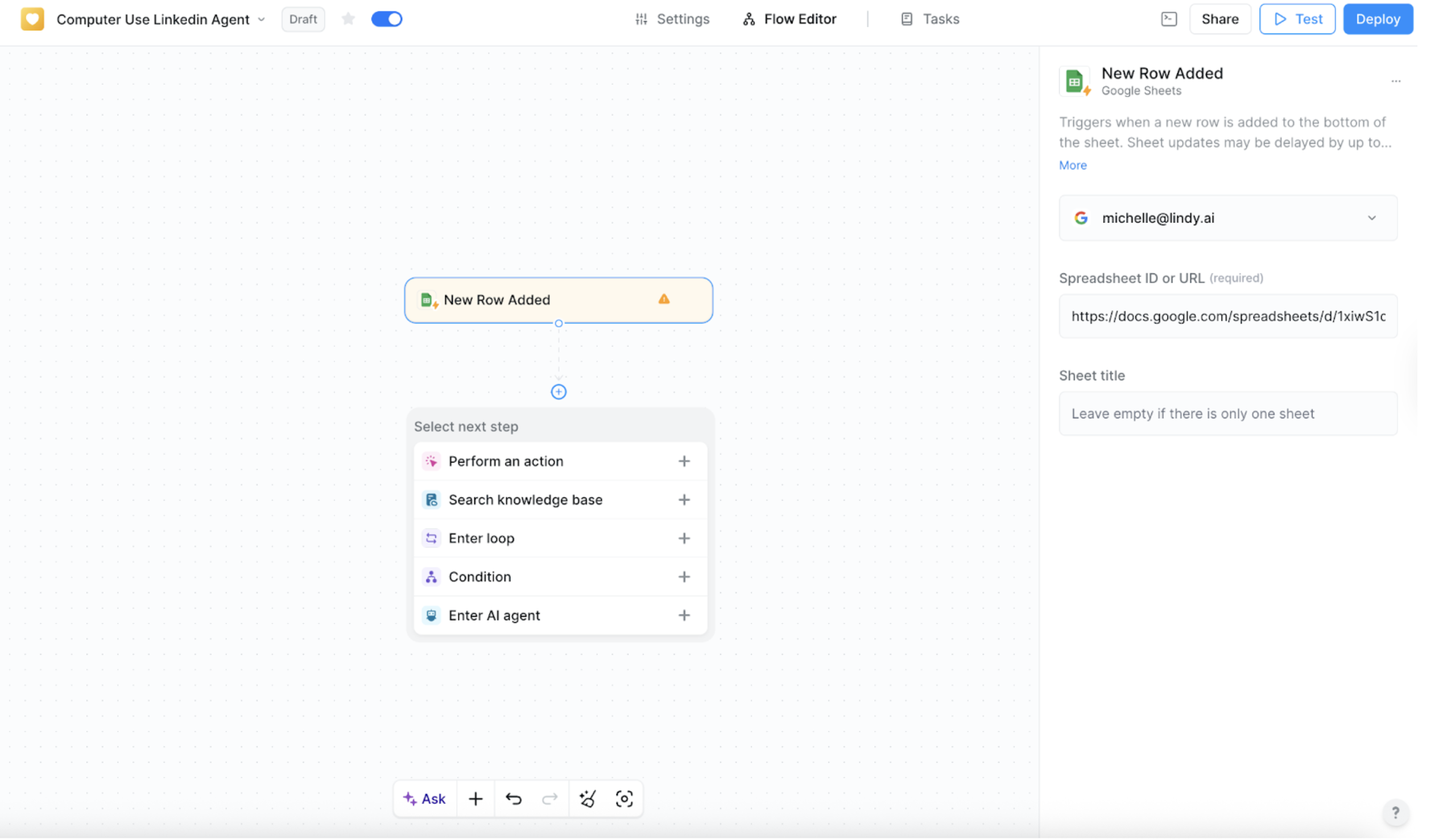 Google Sheets trigger setup