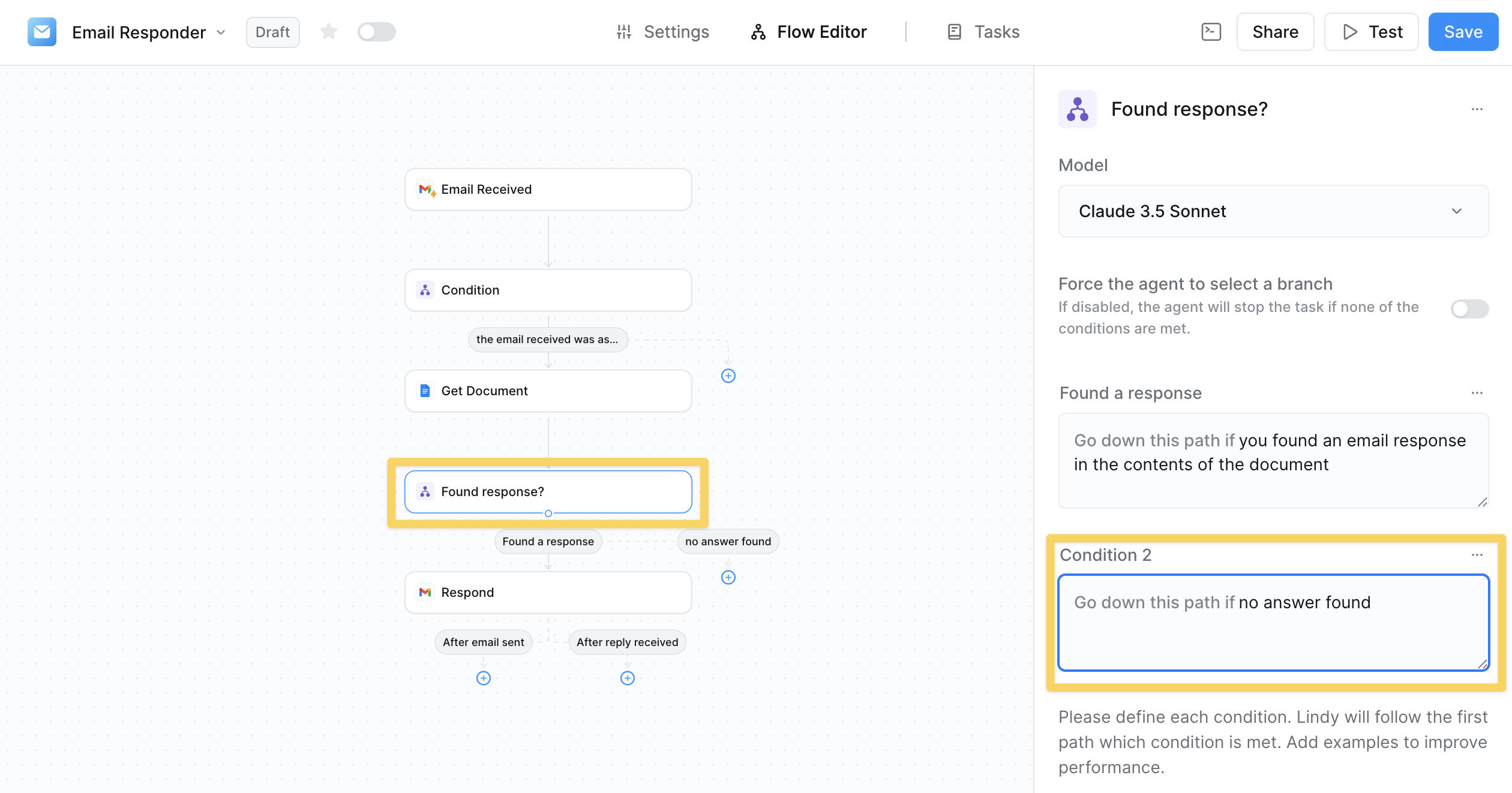 Adding alternate condition paths