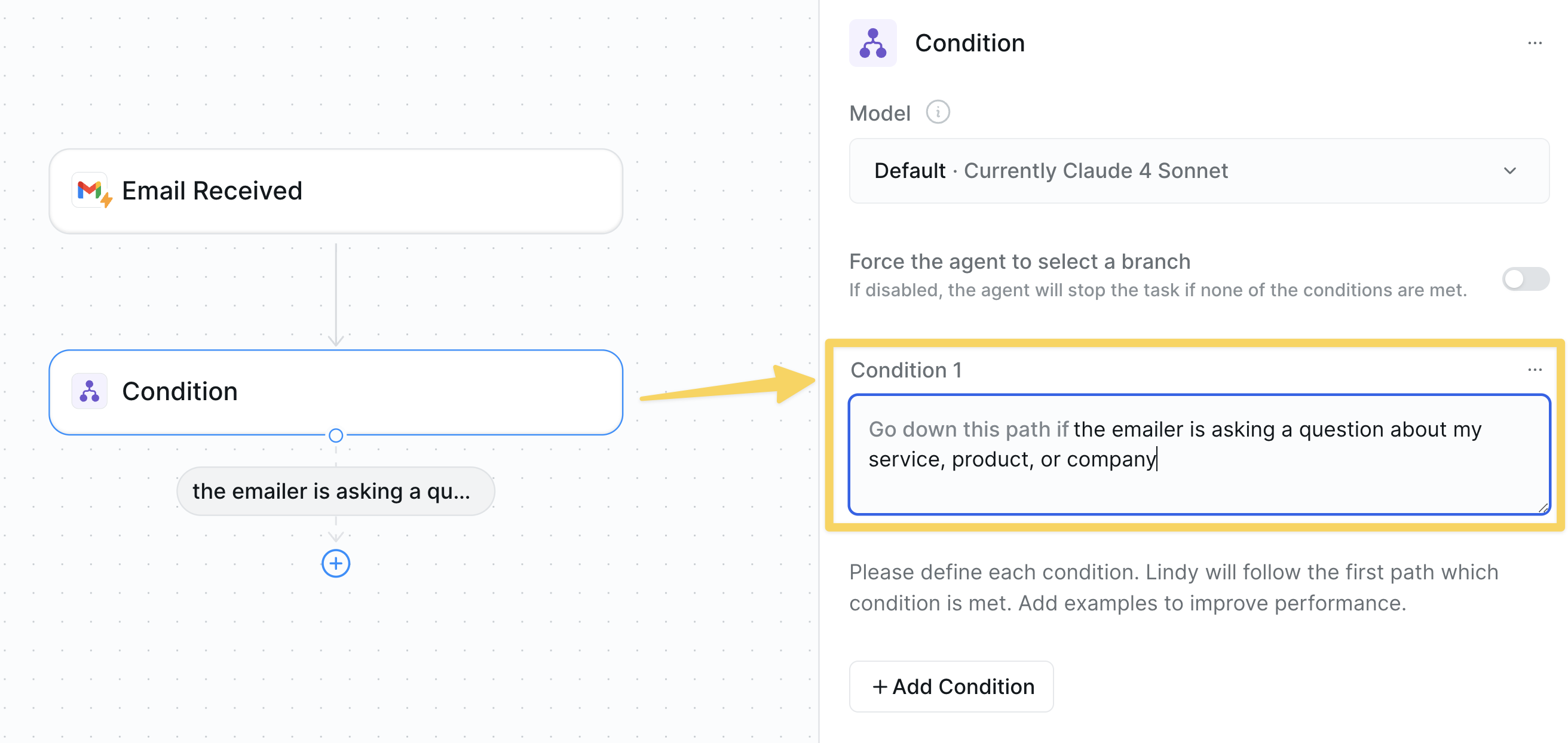 Condition prompt configuration