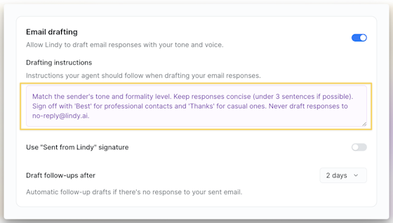 Email Drafting - Lindy Documentation