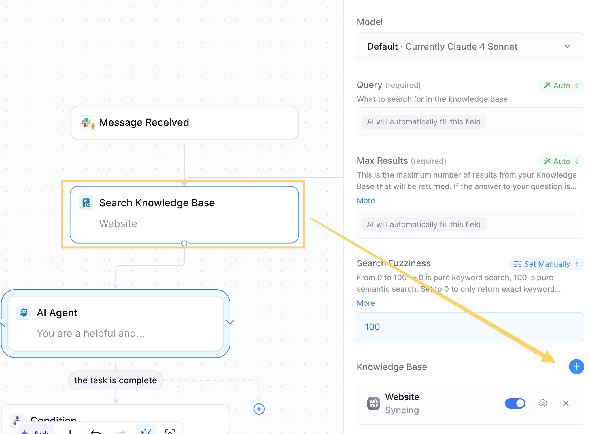 Knowledge base search for company info