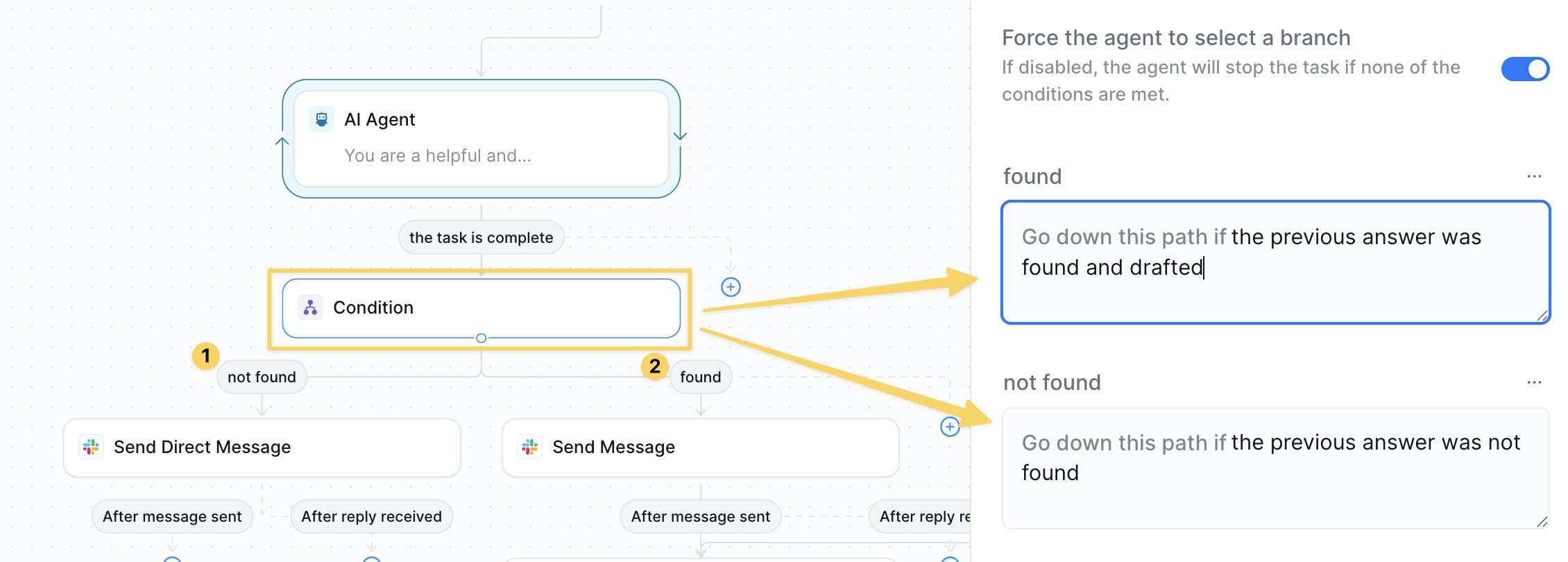 Answer found condition routing