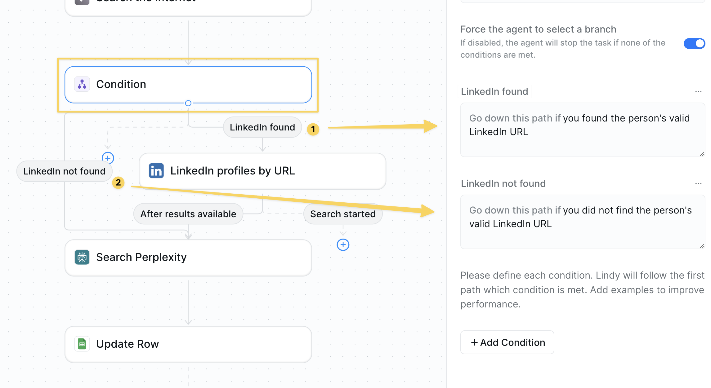 LinkedIn found condition