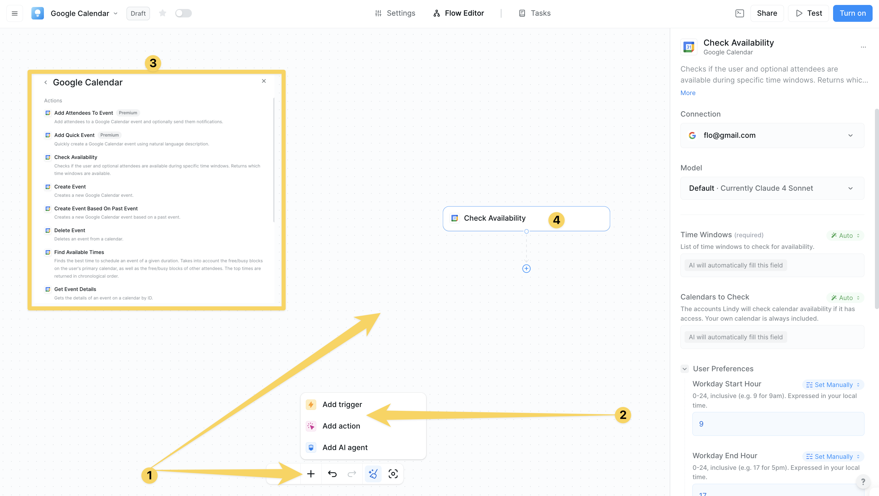 Add Google Calendar to workflow