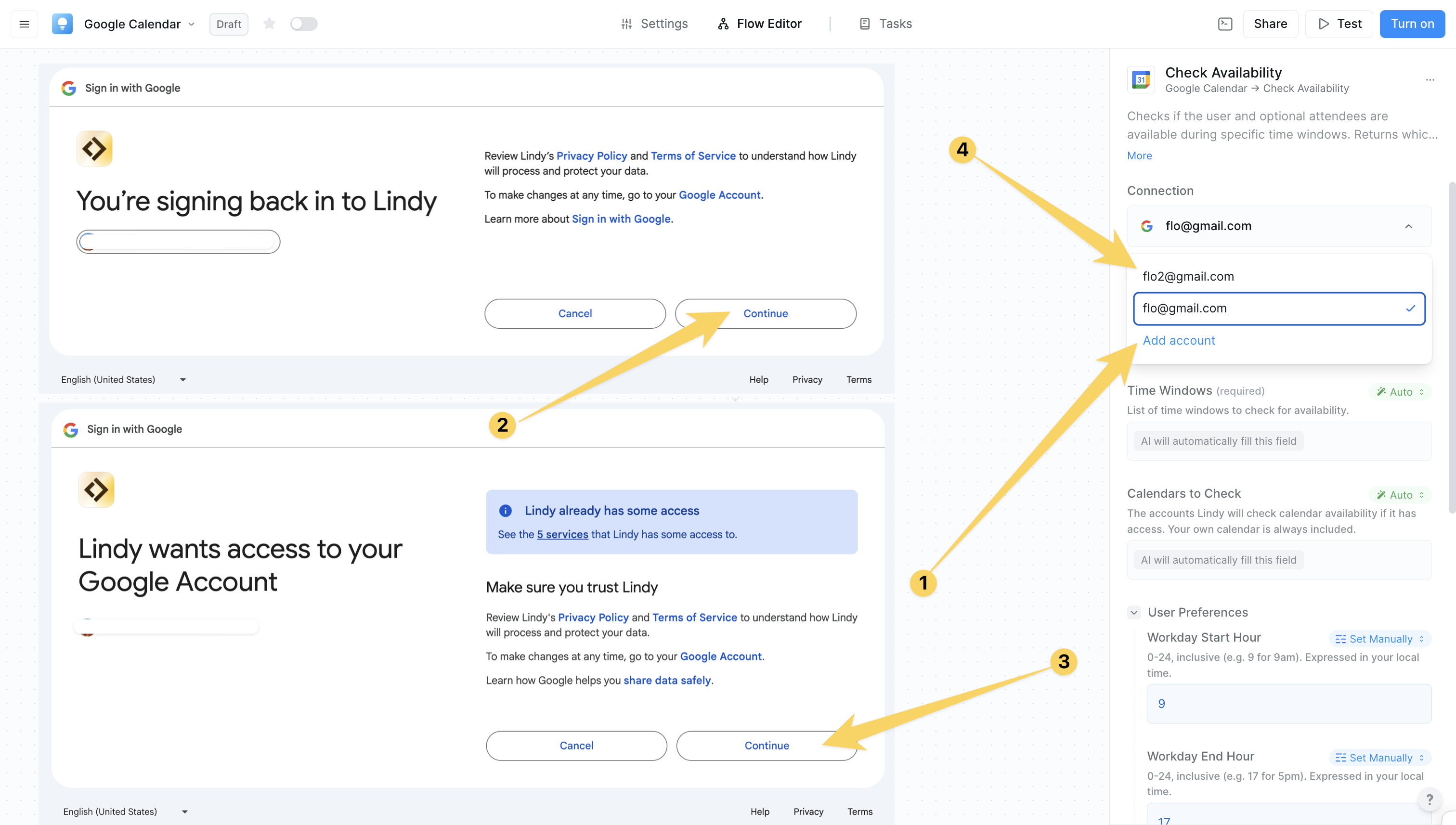 Google Calendar connection