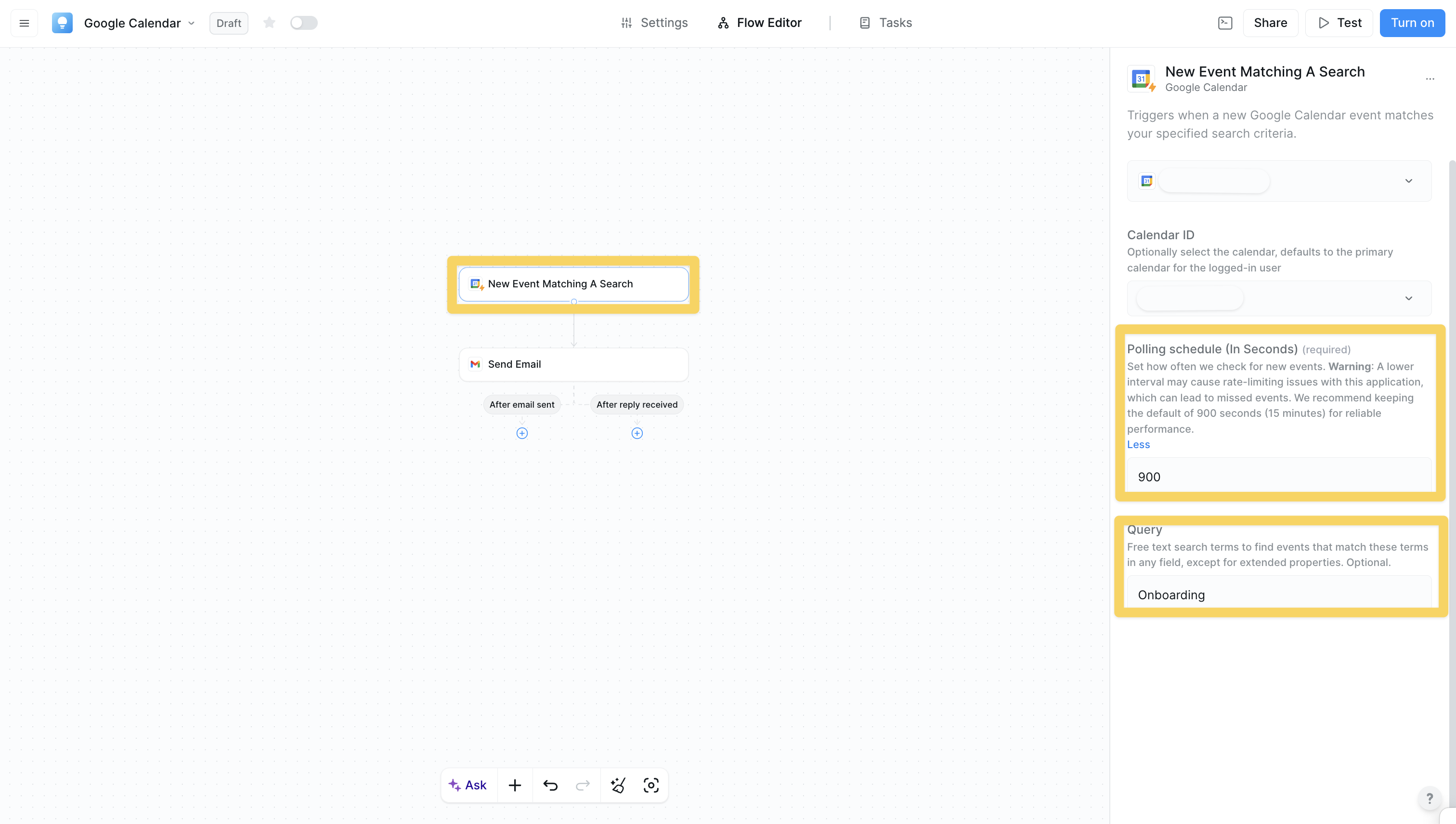 Event Search trigger