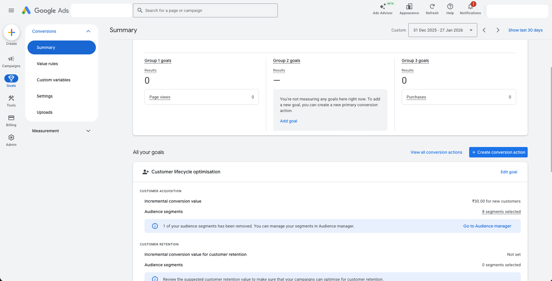 Google Ads - View All Conversion Actions