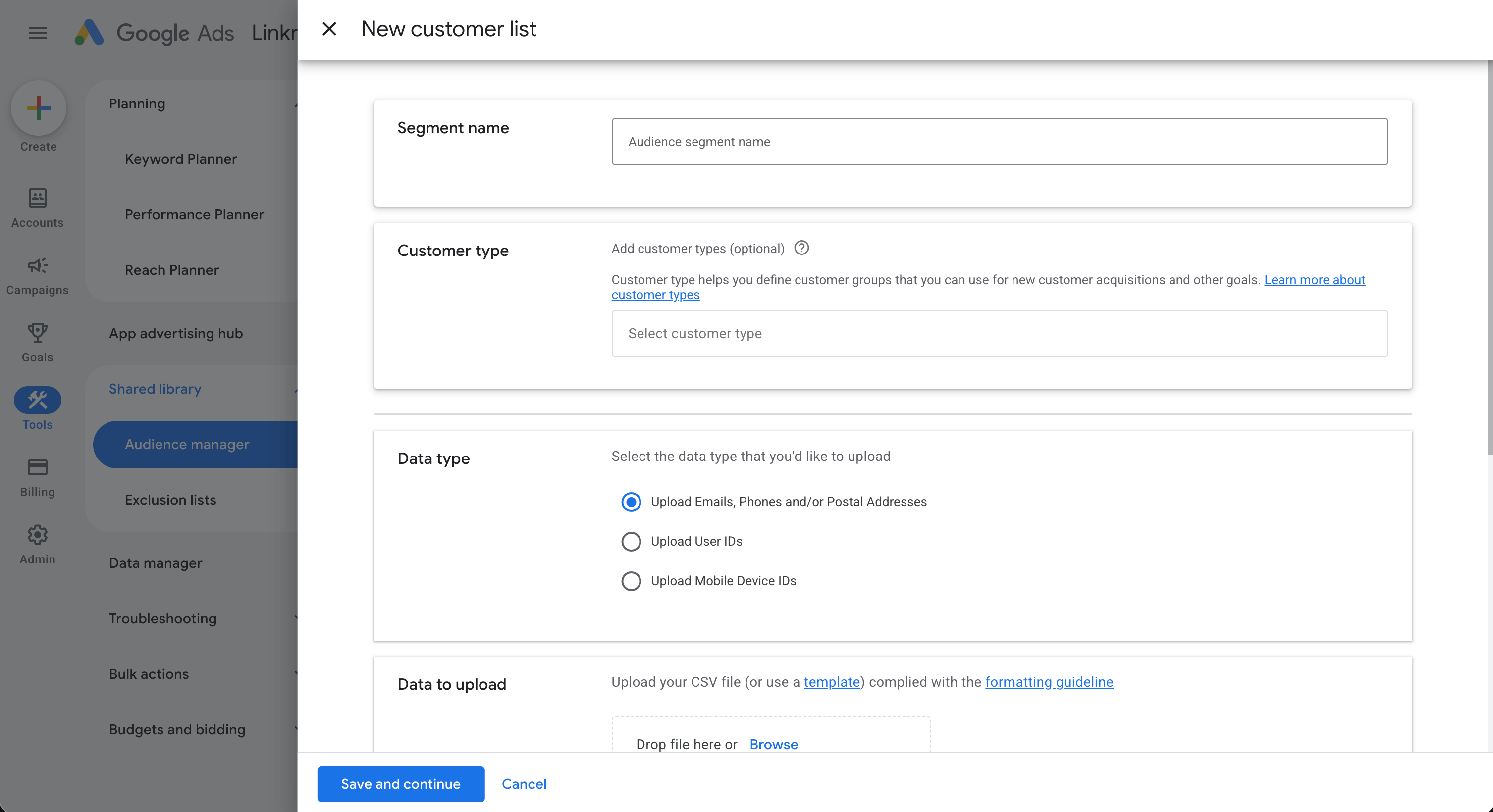 Configure the list