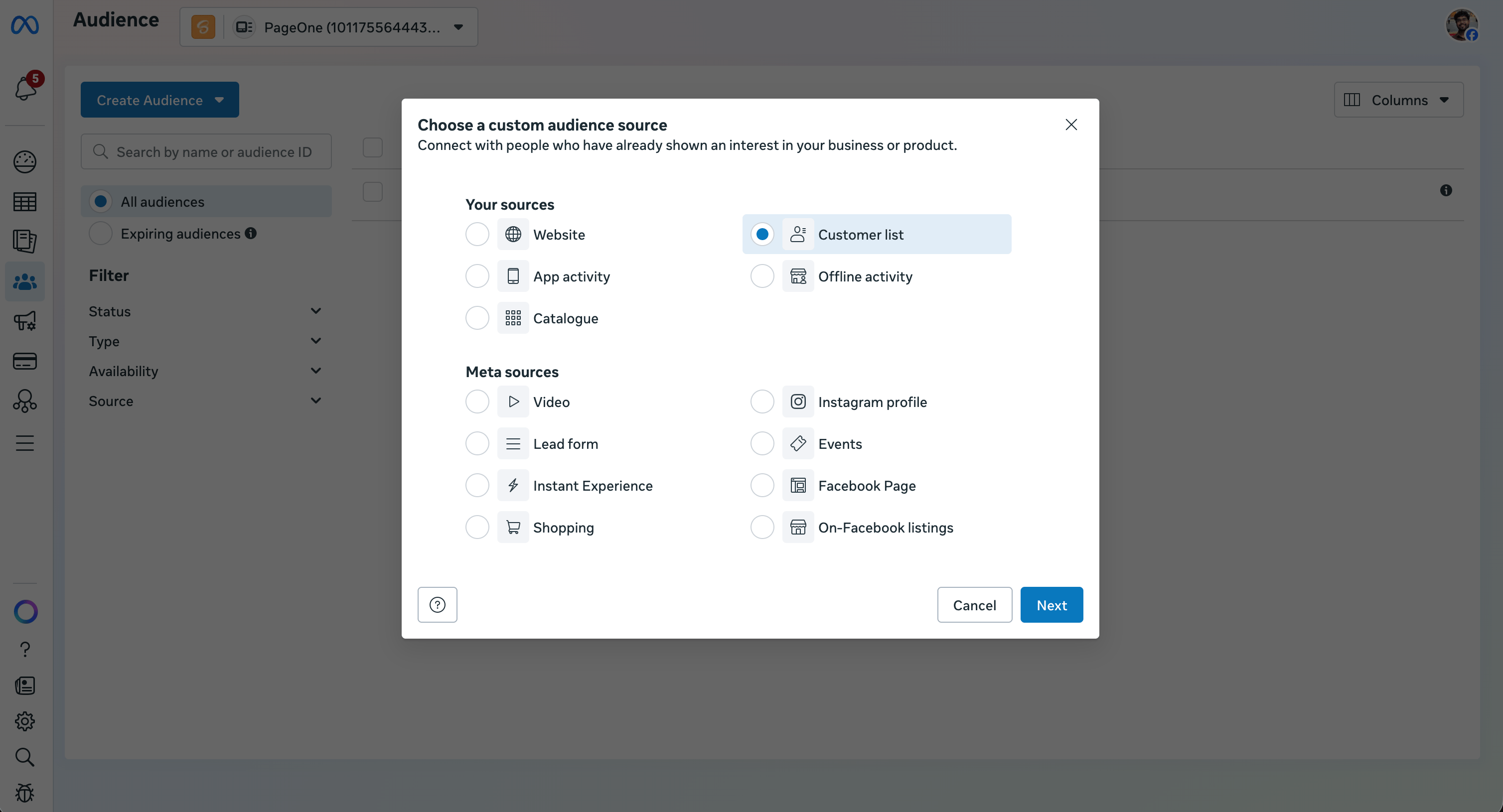 Select Customer list