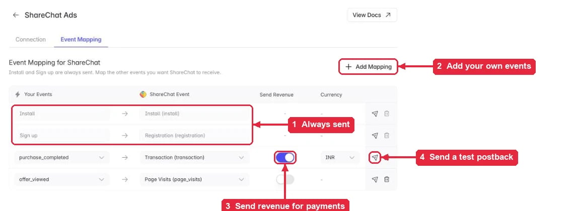 ShareChat event mapping in Linkrunner