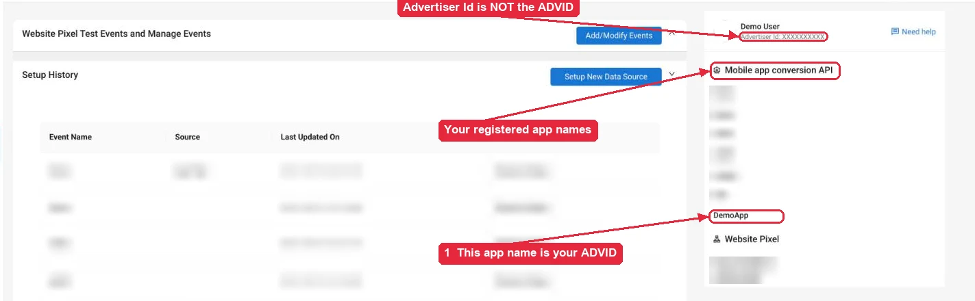 Finding your ADVID in ShareChat Event Manager