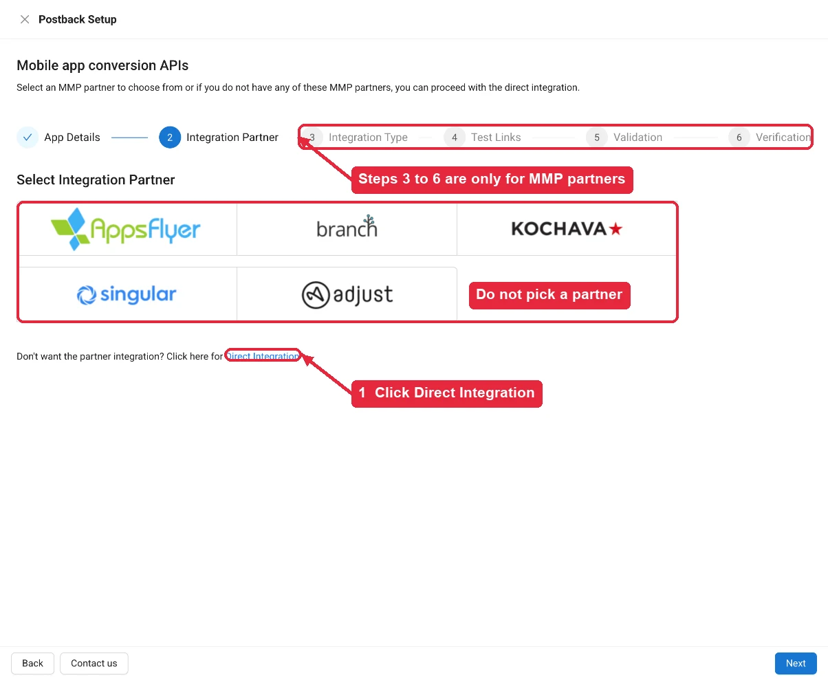 Choosing Direct Integration in ShareChat