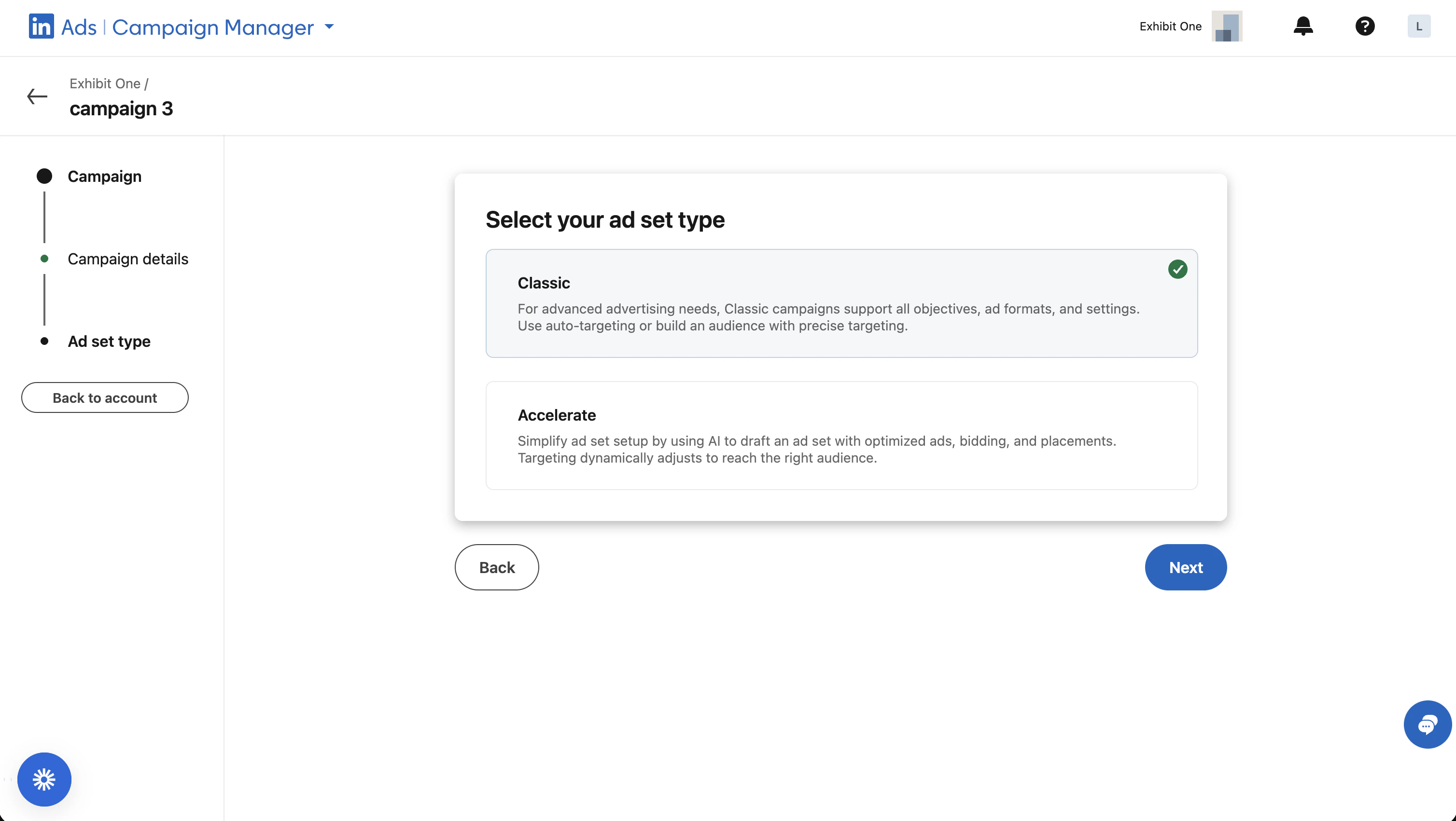 LinkedIn - Classic Ad Set Type