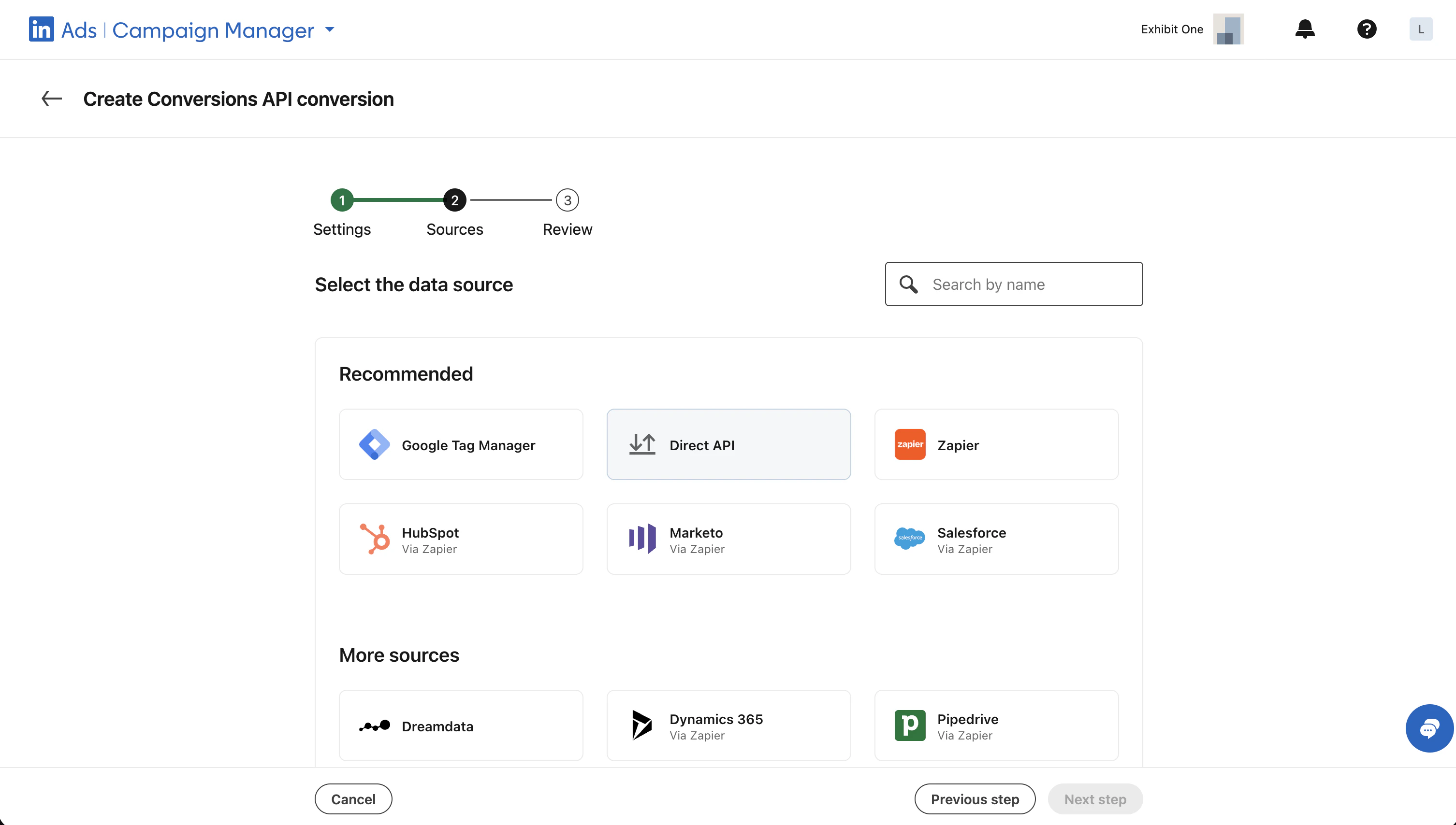 LinkedIn - Select Data Source